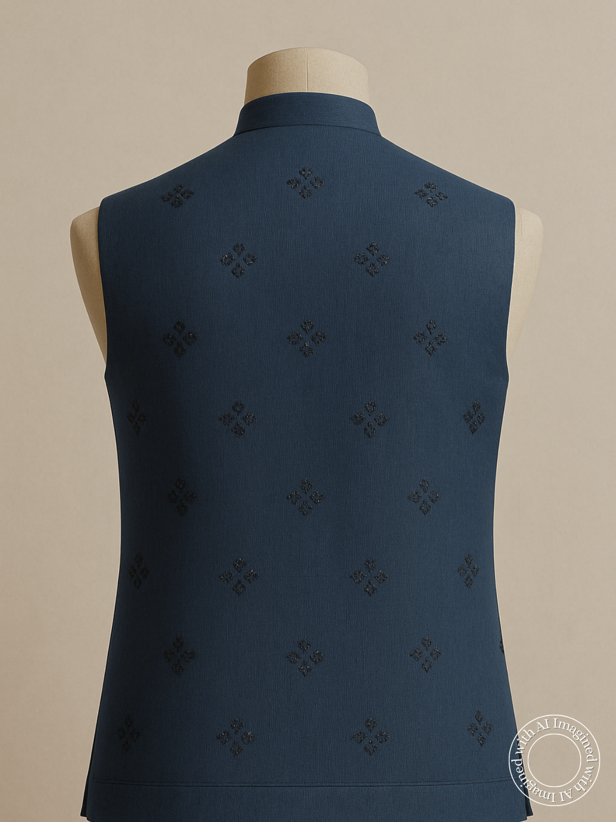 The Riwaayat – Unstitched Navy Blue Nehru Jacket Fabric for Men 12115