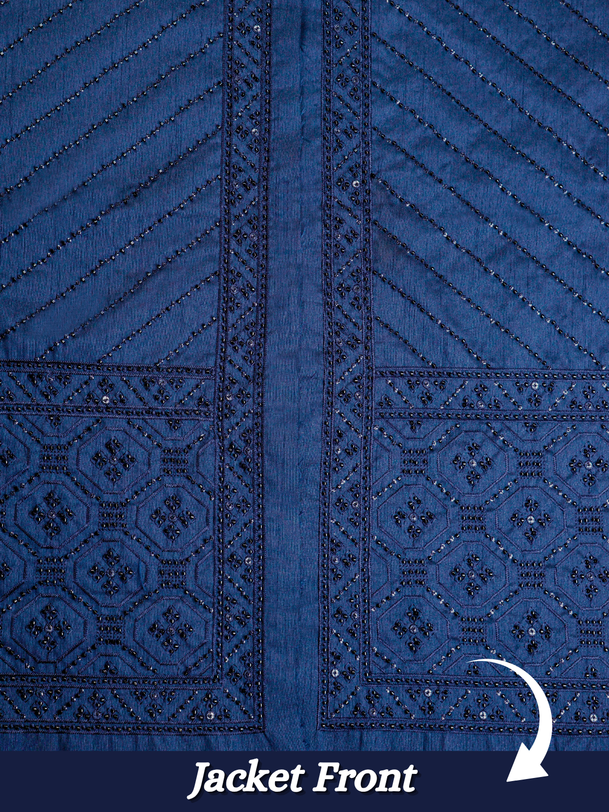 The Riwaayat – Unstitched Navy Blue Nehru Jacket Fabric for Men 12115