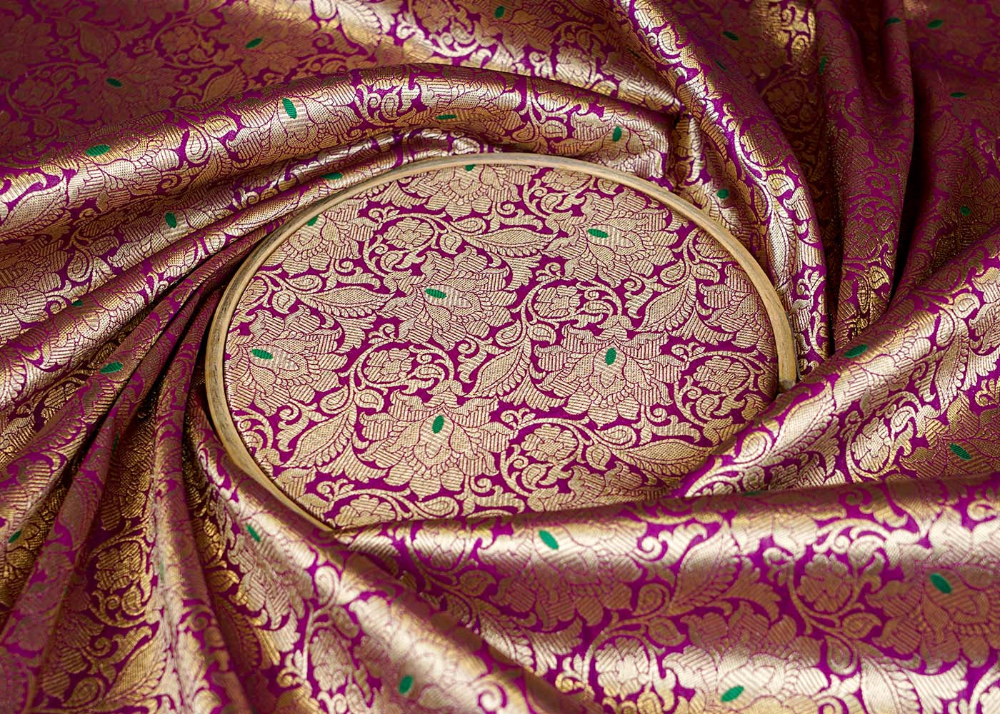 Beautiful Purple Banarasi Brocade with Floral Golden Handloom