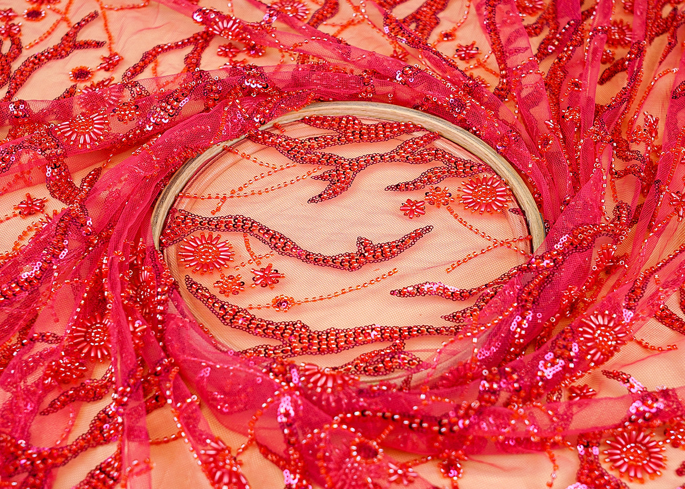 Rani Imported Net Fabric with All Over Katdana, Bead, and Sequins Work 12208