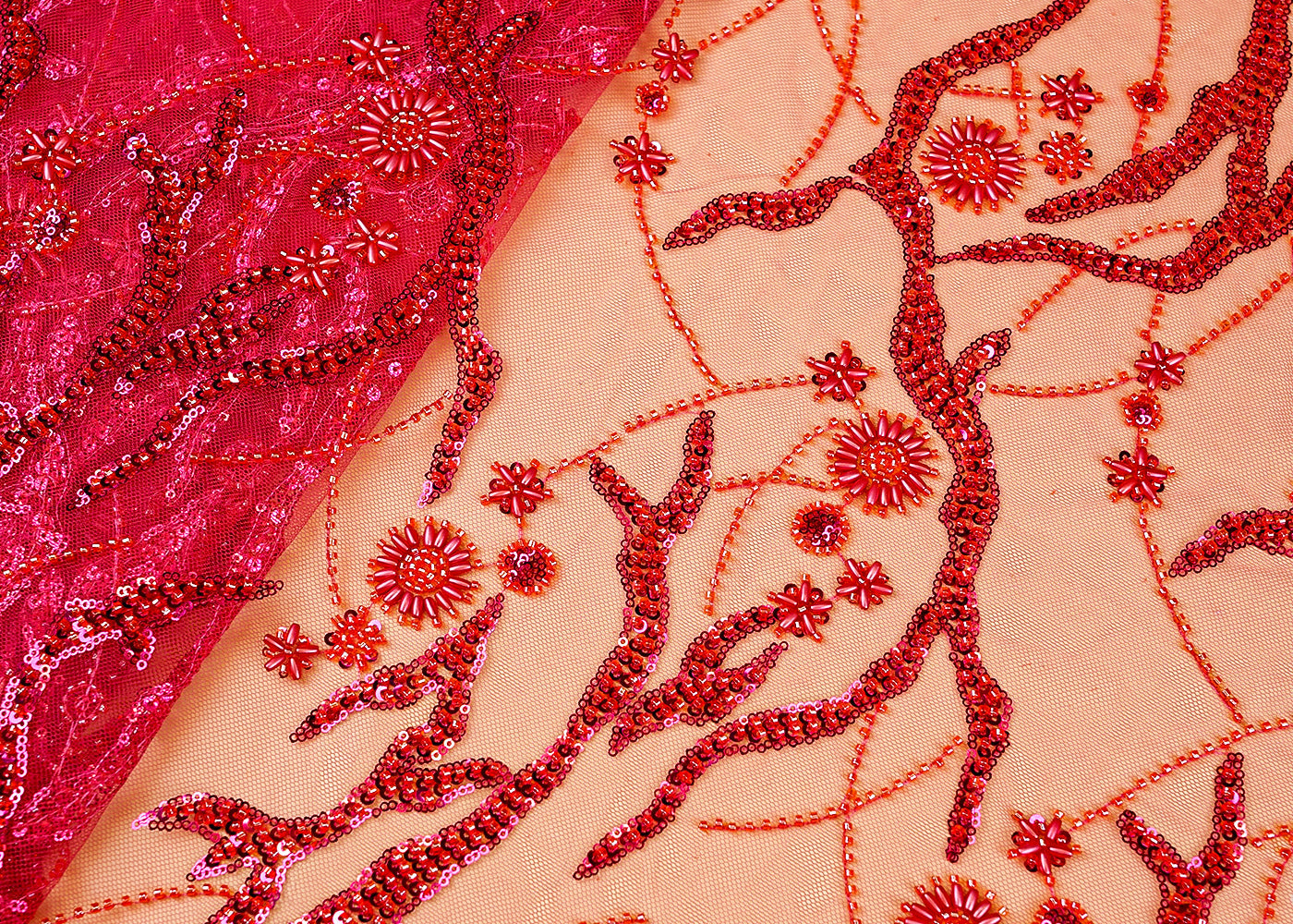 Rani Imported Net Fabric with All Over Katdana, Bead, and Sequins Work 12208