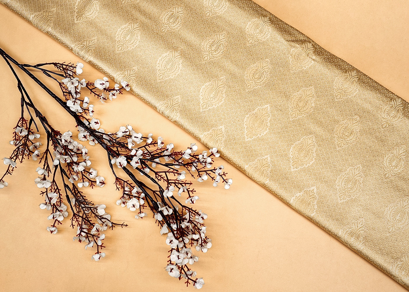 Golden Beautiful Banarasi Brocade with Traditional Golden Handloom