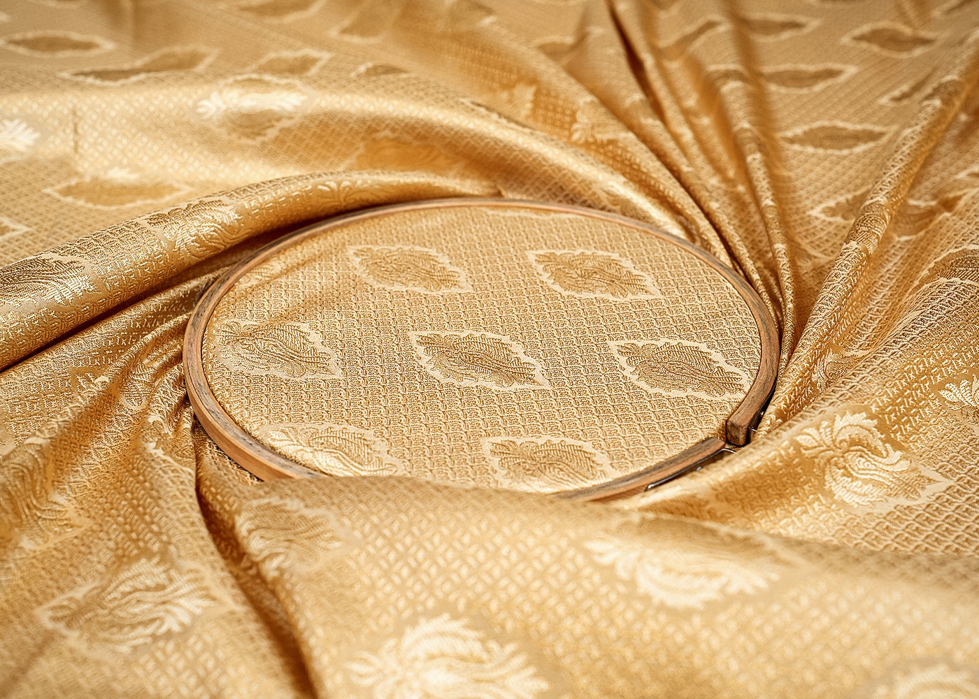 Golden Beautiful Banarasi Brocade with Traditional Golden Handloom