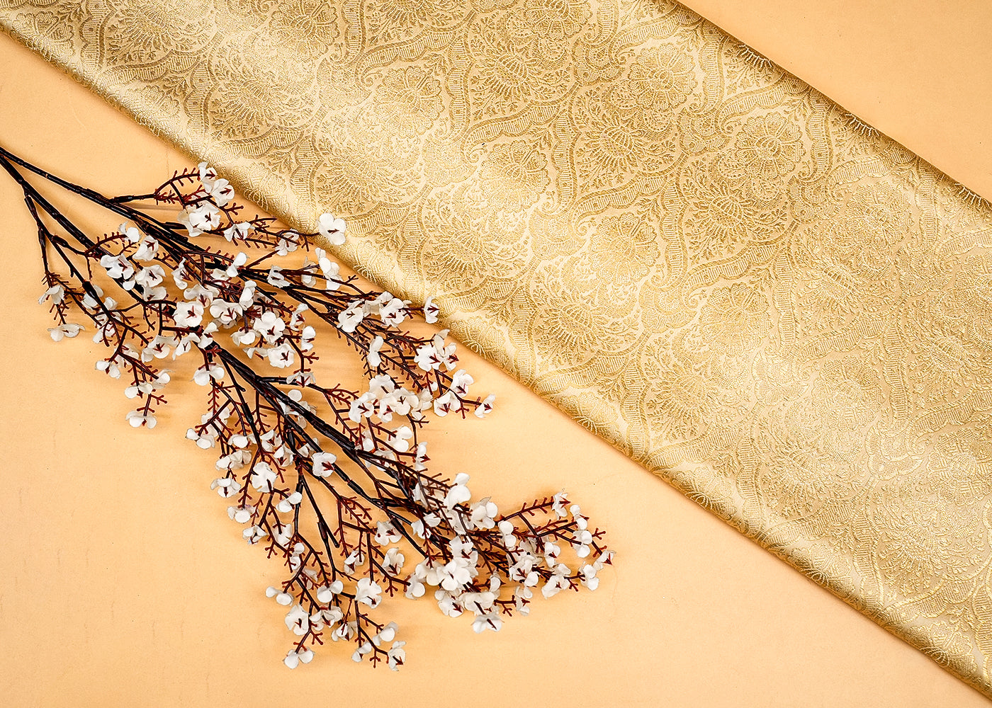 Golden Beautiful Banarasi Brocade with Traditional Golden Handloom