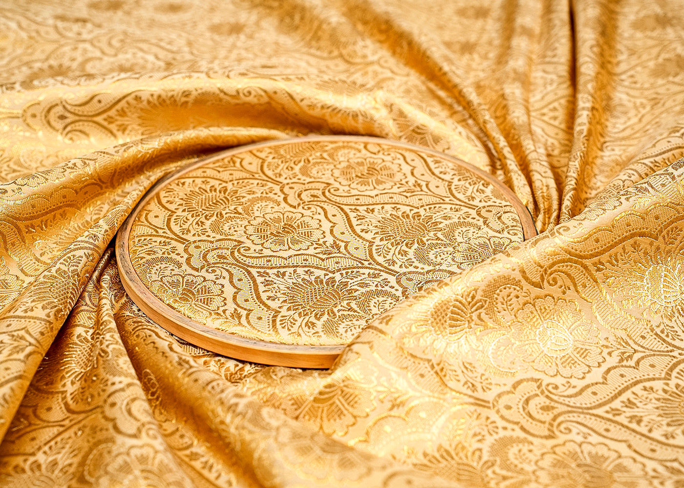 Golden Beautiful Banarasi Brocade with Traditional Golden Handloom