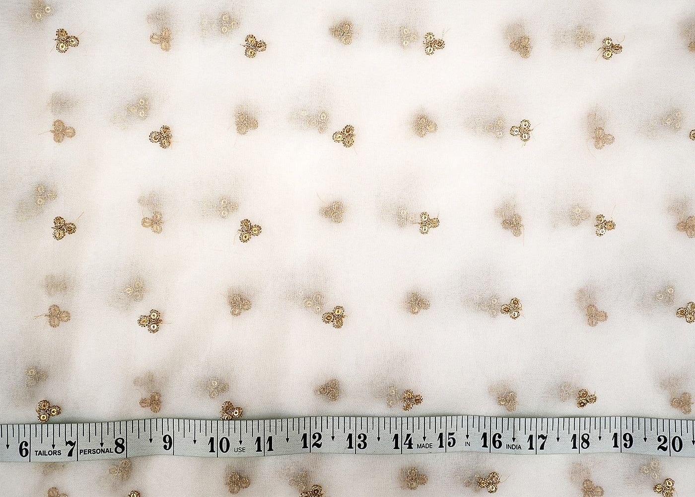 The Noor - White Organza with Classic Golden Buti of Thread & Sequins | 12295