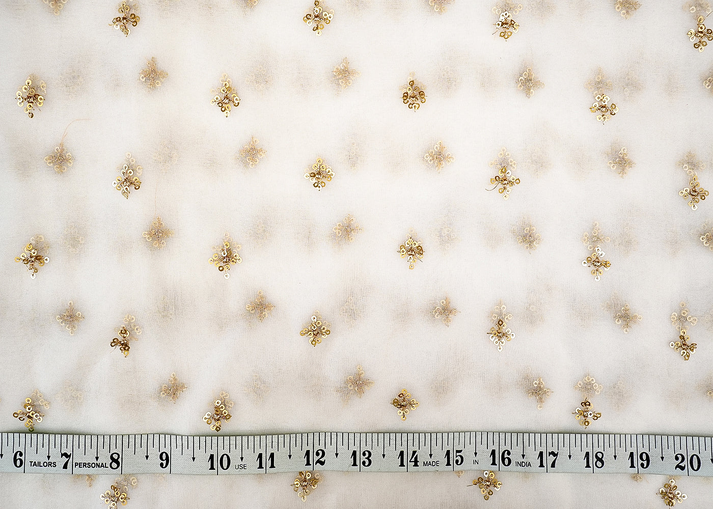 The Noor - White Organza with Classic Golden Buti of Thread & Sequins | 12300