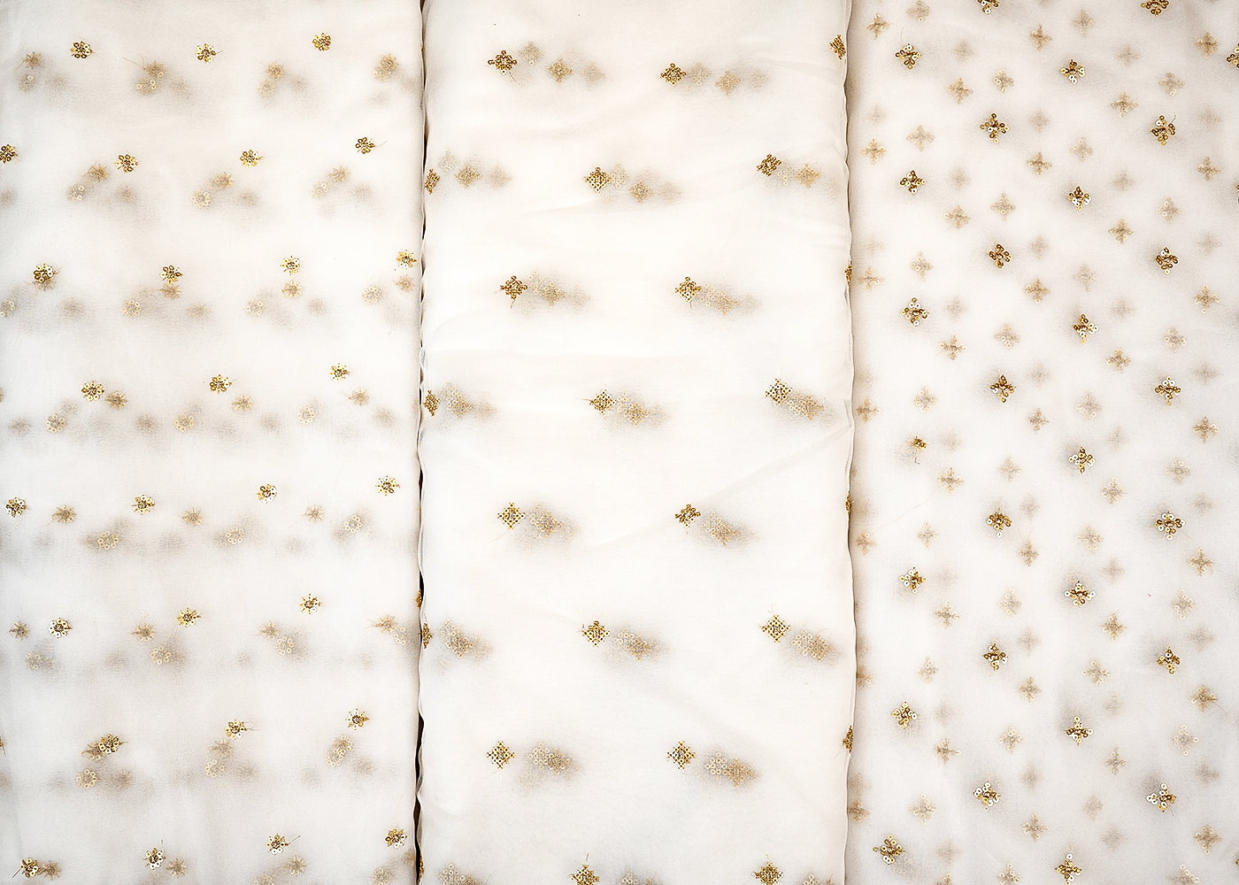 The Noor - White Organza with Classic Golden Buti of Thread & Sequins | 12300