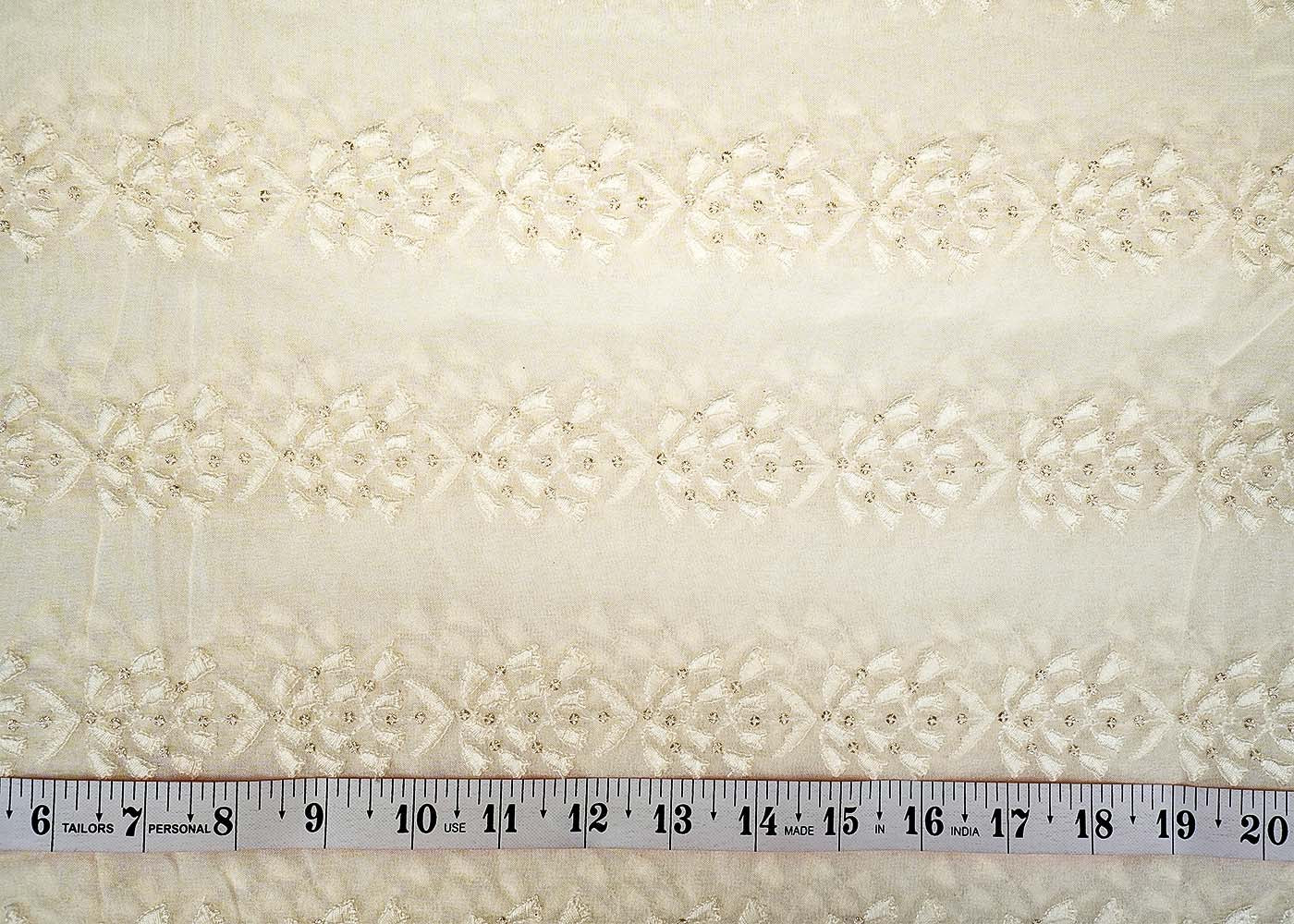 Dyeable Georgette Fabric with Allover Stripes Of Threadwork