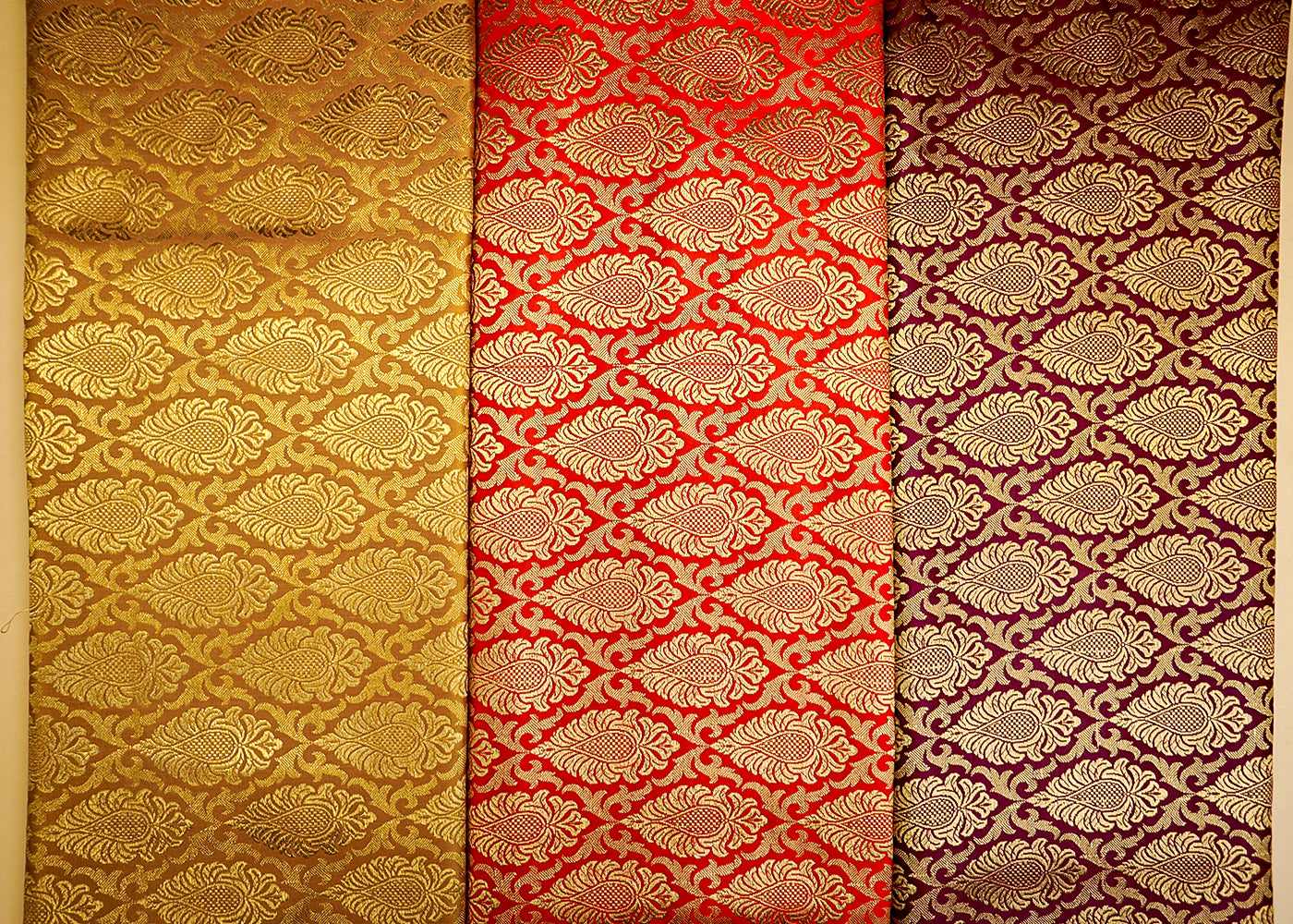 Red Regal Radiance Banarasi Brocade with Allover Golden Thread Handloom