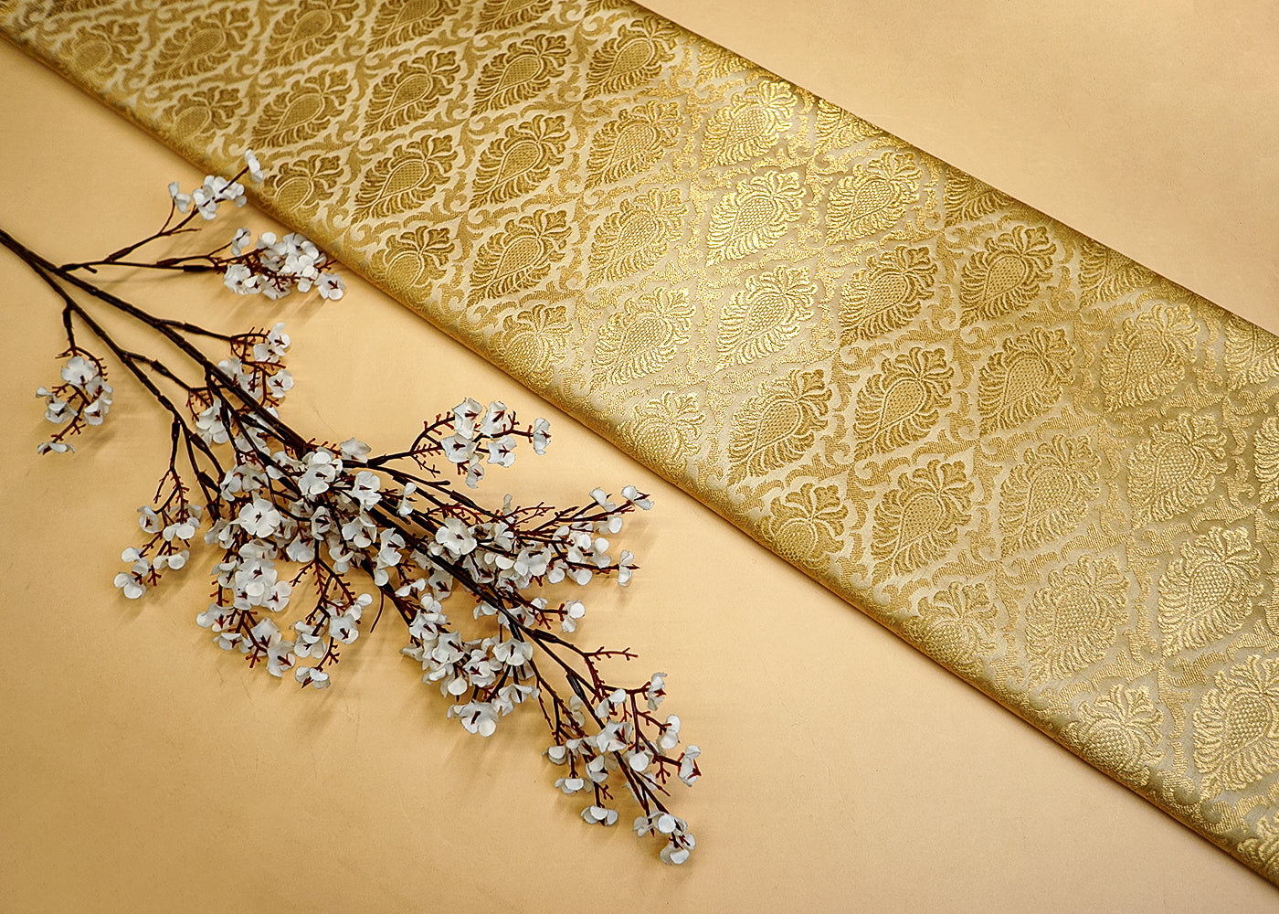 Gold Regal Radiance Banarasi Brocade with Allover Golden Thread Handloom