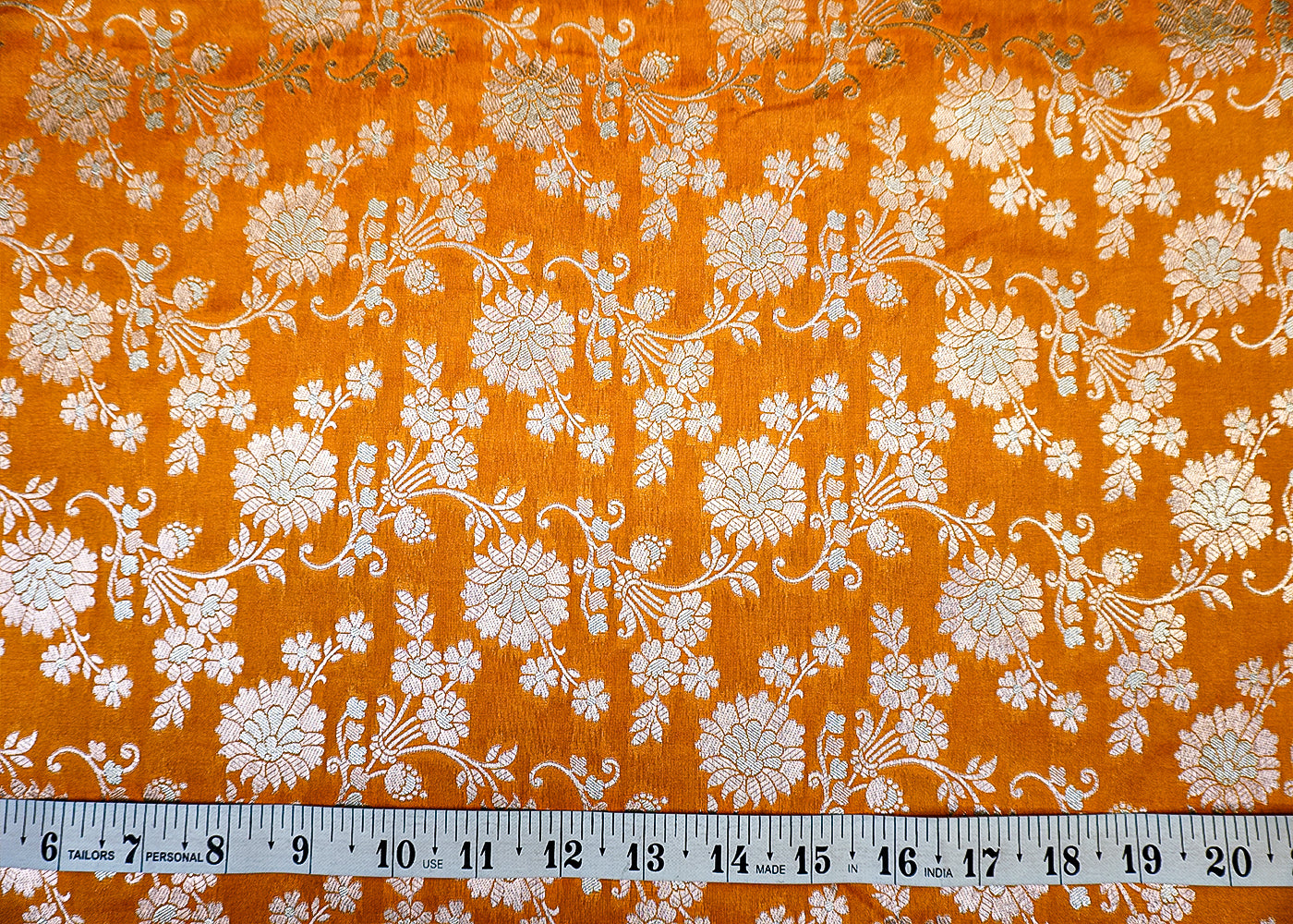 Beautiful Mustard Banarasi Brocade with Allover Silver Thread Handloom