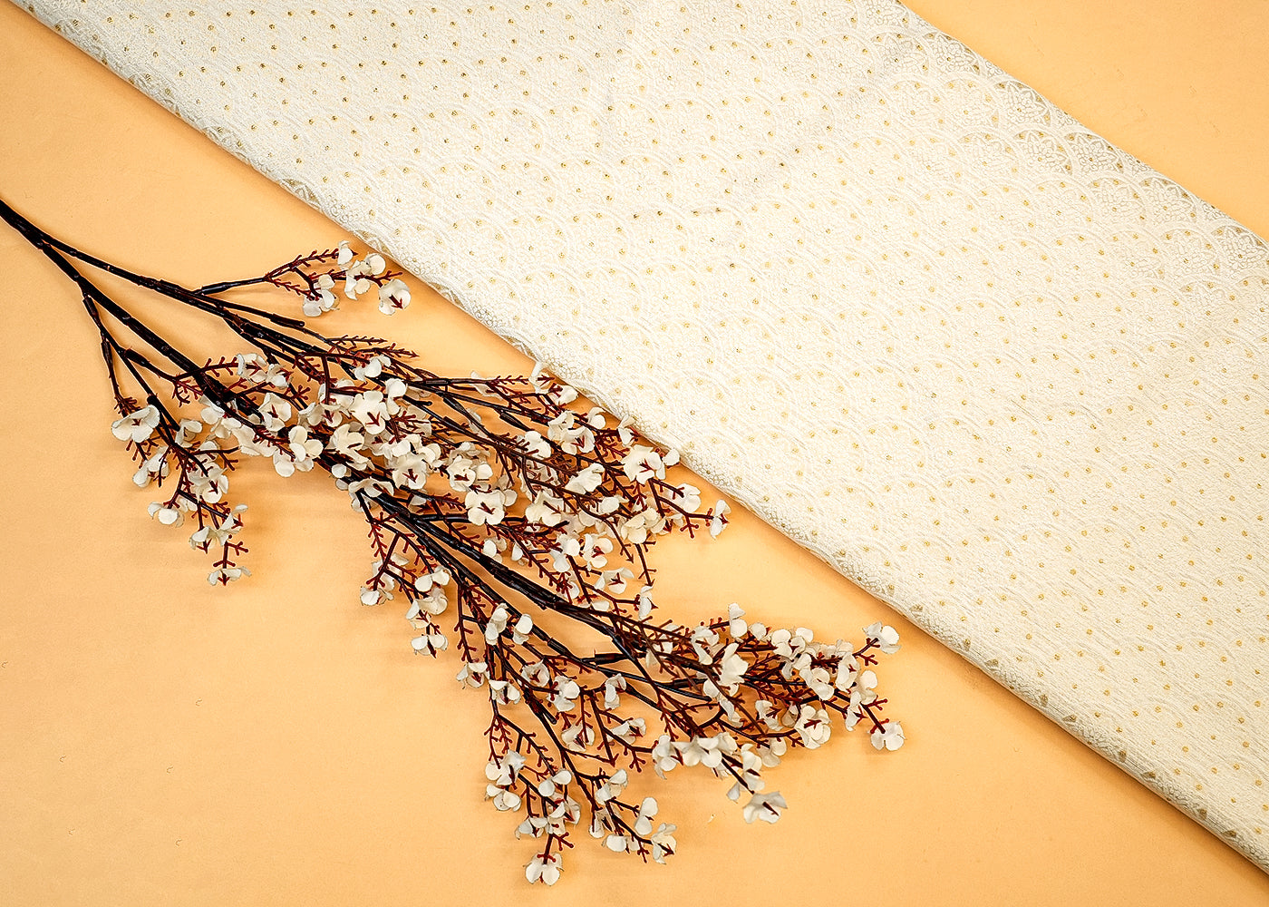 Golden Weave Dyeable Banarasi Brocade with Allover Thread Handloom