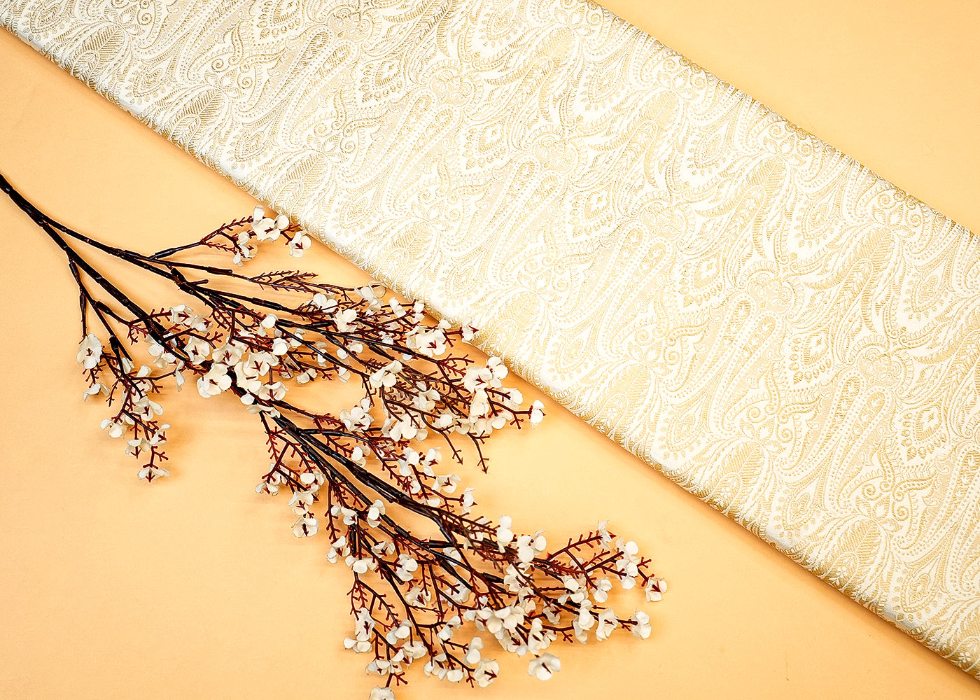 Golden Weave Dyeable Banarasi Brocade with Allover Thread Handloom