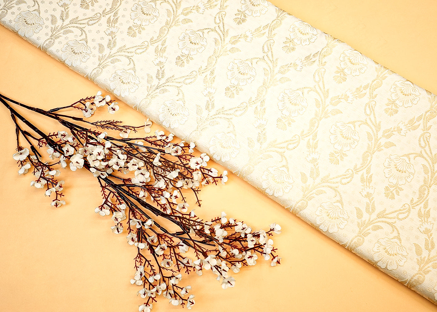 Golden Weave Dyeable Banarasi Brocade with Allover Thread Handloom