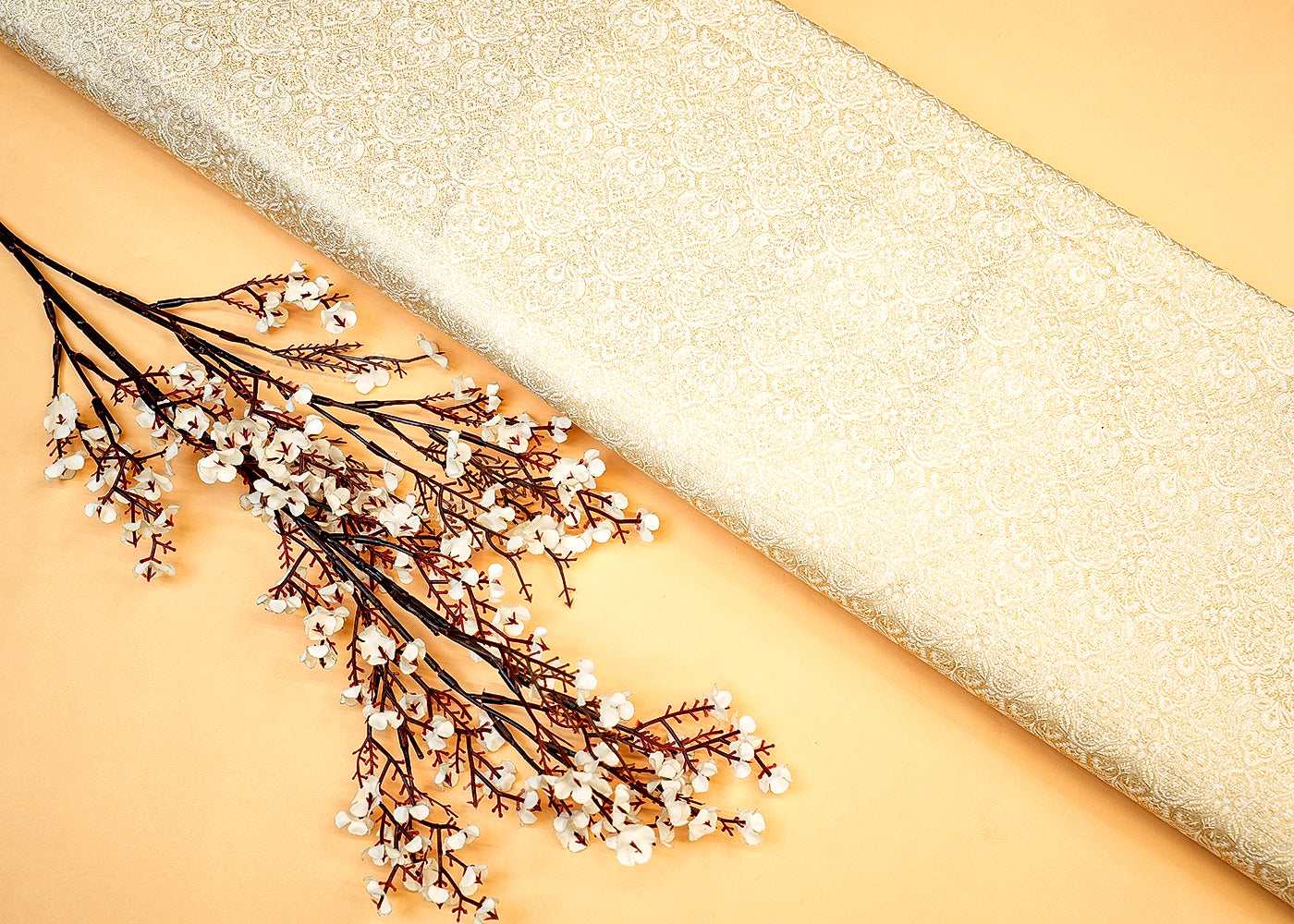 Golden Weave Dyeable Banarasi Brocade with Allover Thread Handloom