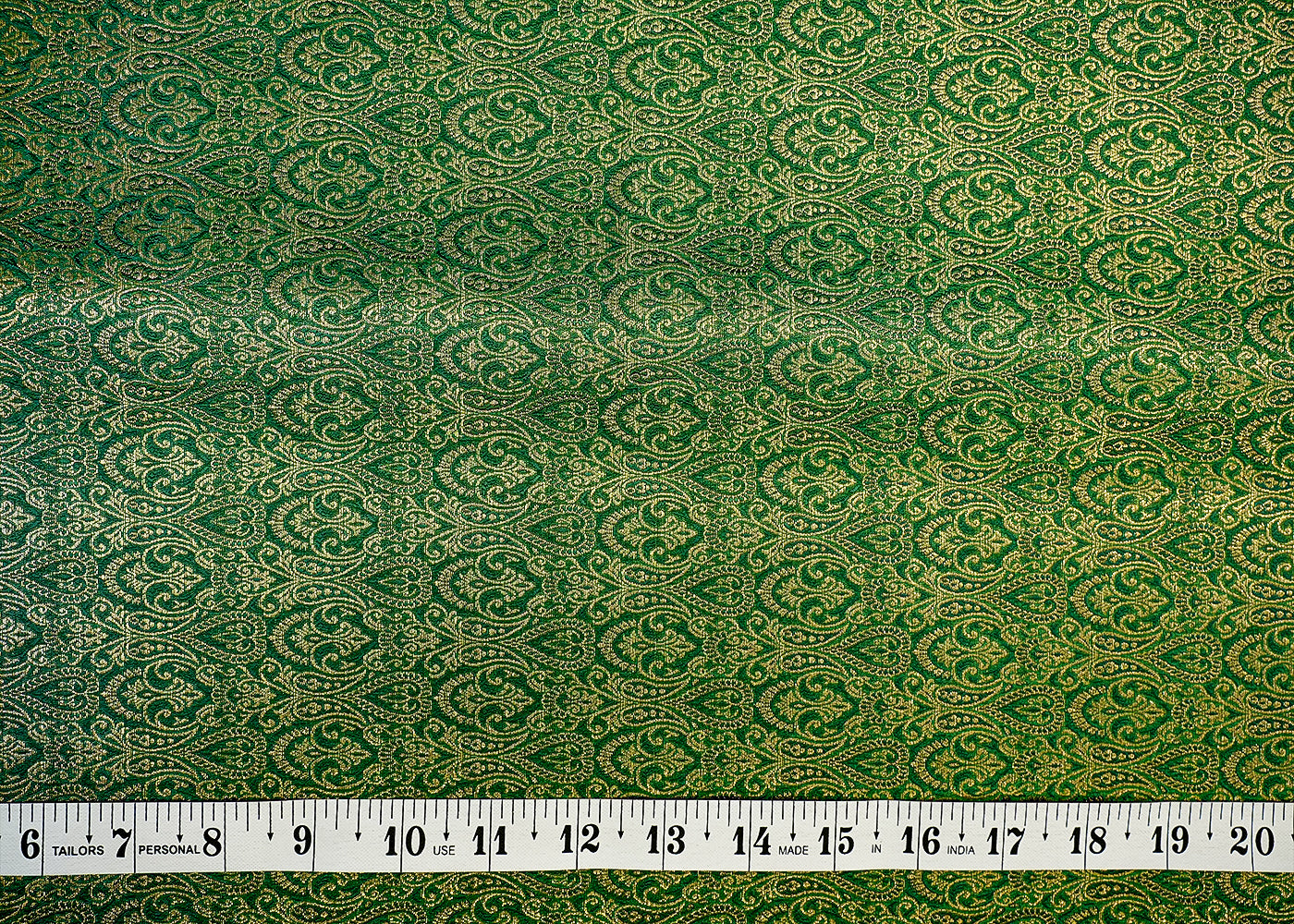 Green Regal Radiance Banarasi Brocade with Allover Golden Thread Handloom