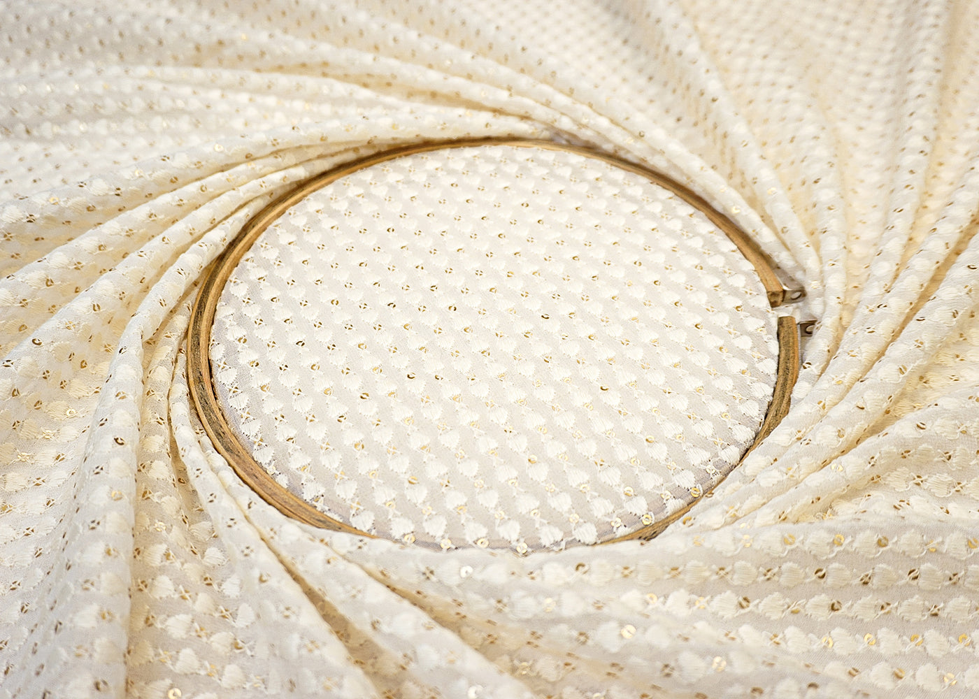 Dyeable Georgette Fabric with Allover Thread & Sequin Work 12421