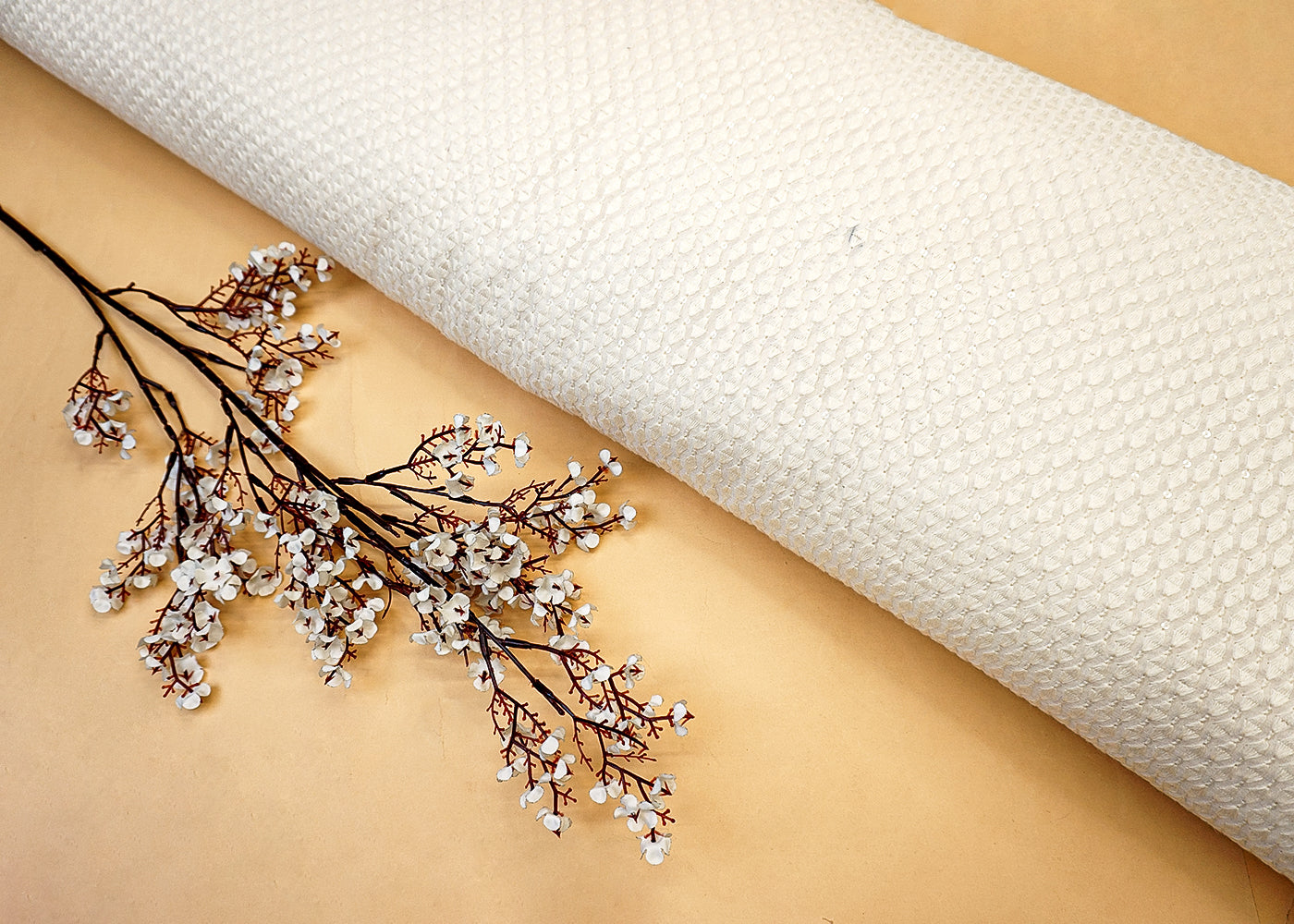 Dyeable Georgette Fabric with Allover Thread & Sequin Work 12422