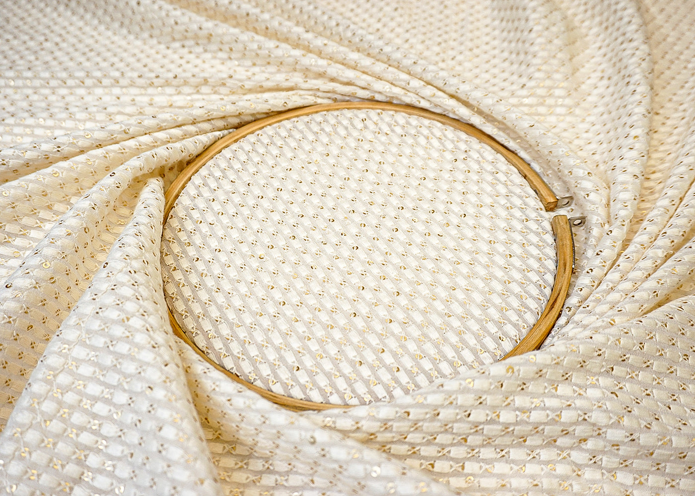 Dyeable Georgette Fabric with Allover Thread & Sequin Work 12423