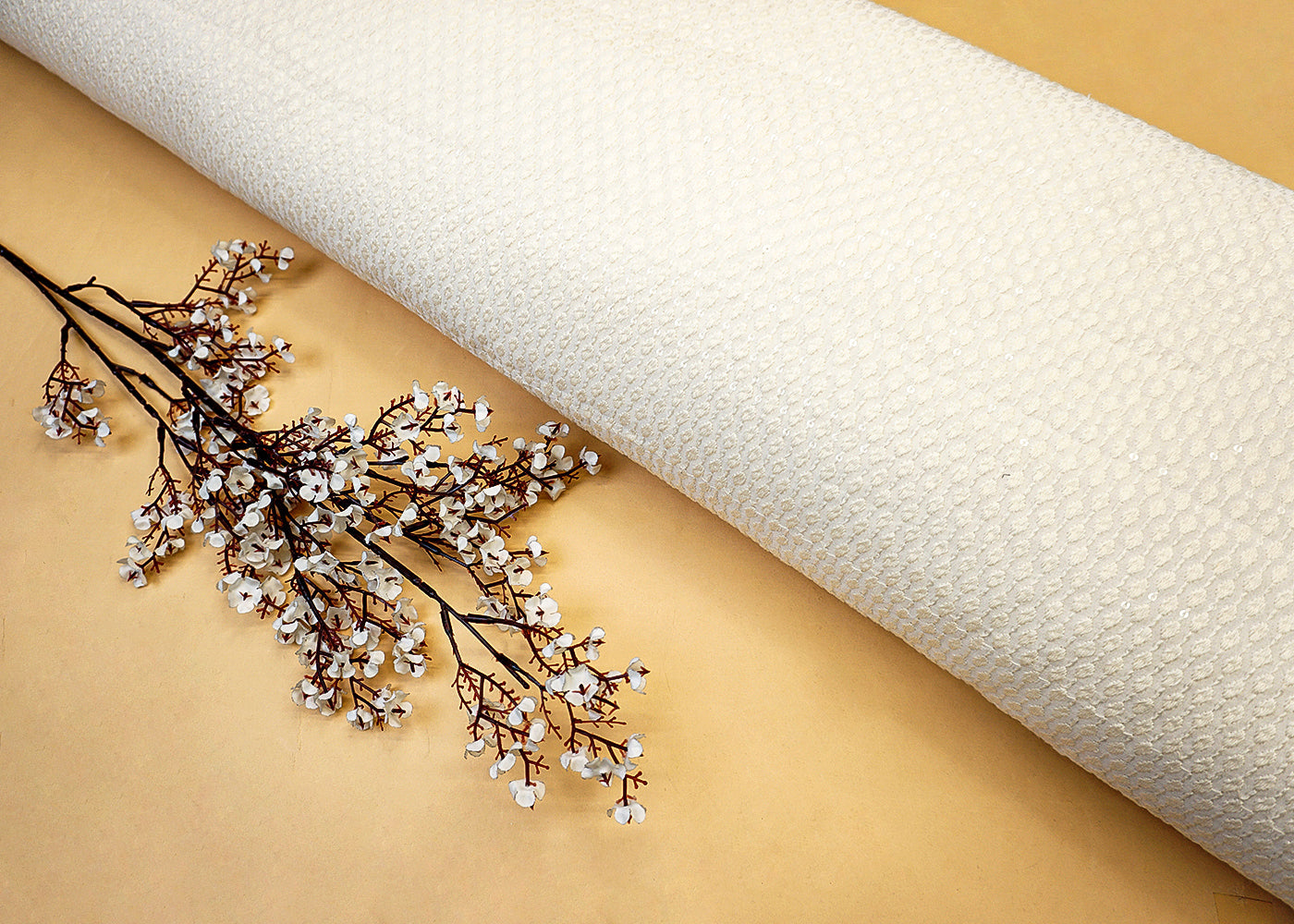 Dyeable Georgette Fabric with Allover Thread & Sequin Work 12424