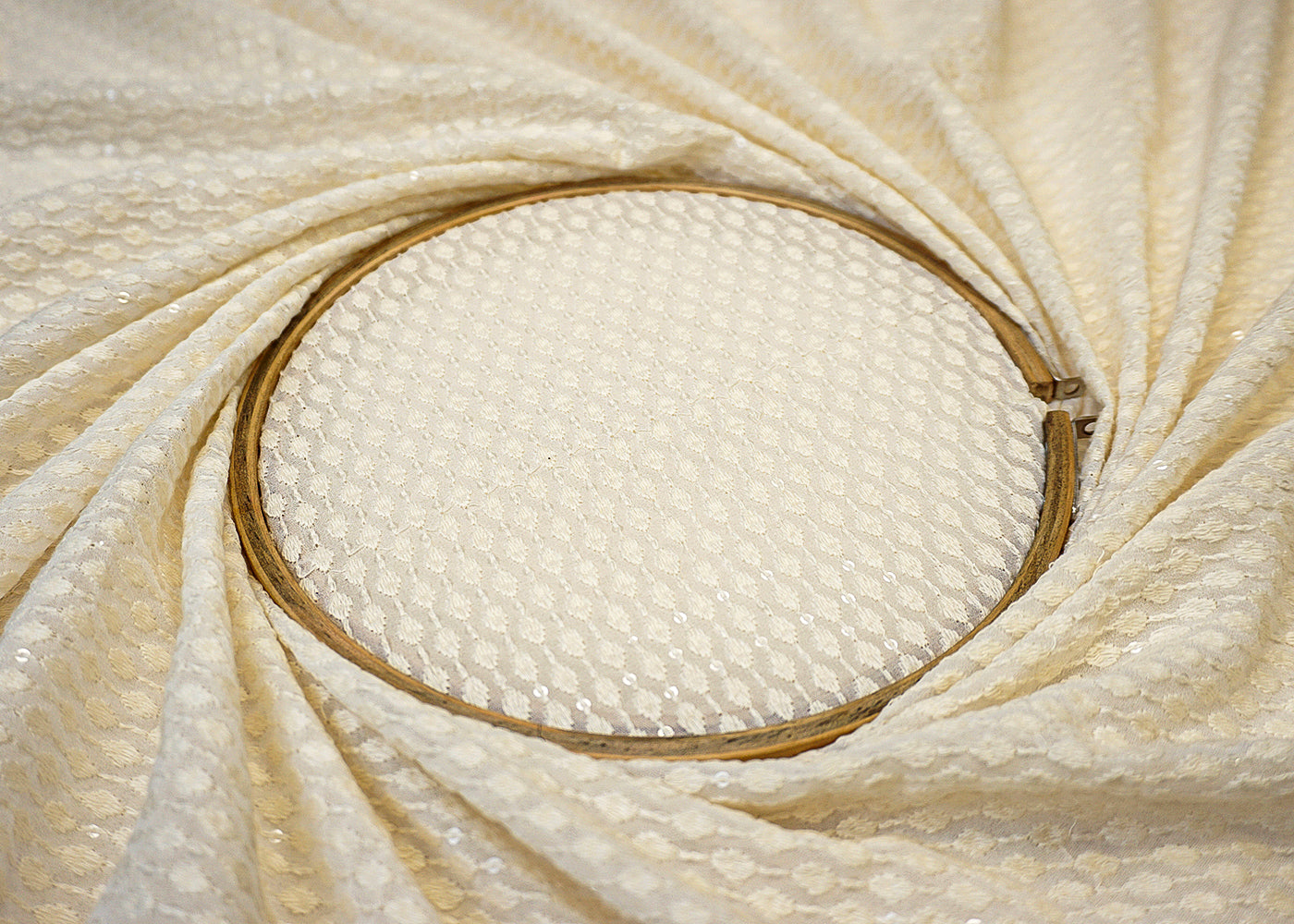 Dyeable Georgette Fabric with Allover Thread & Sequin Work 12424