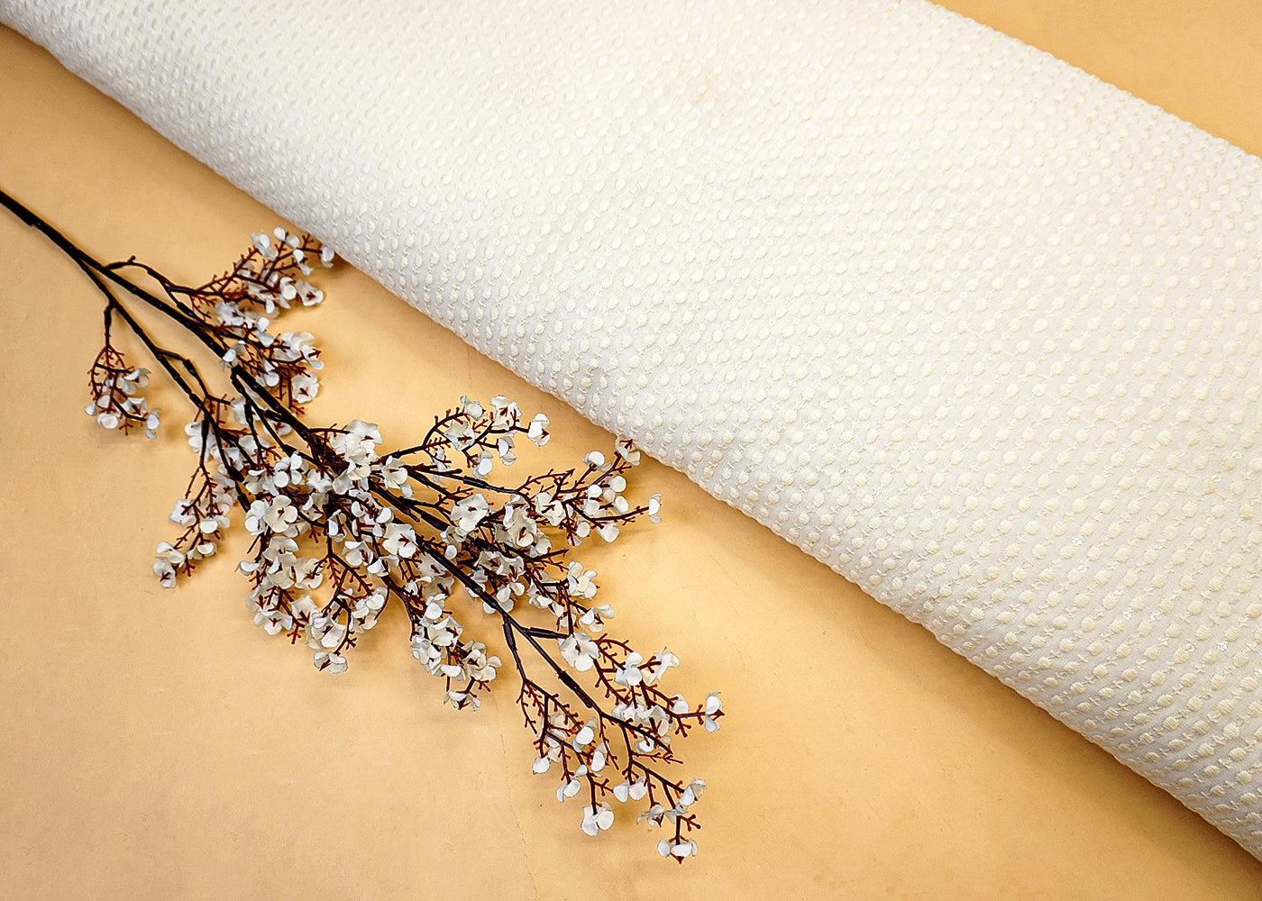 Dyeable Georgette Fabric with Allover Thread & Sequin Work 12425