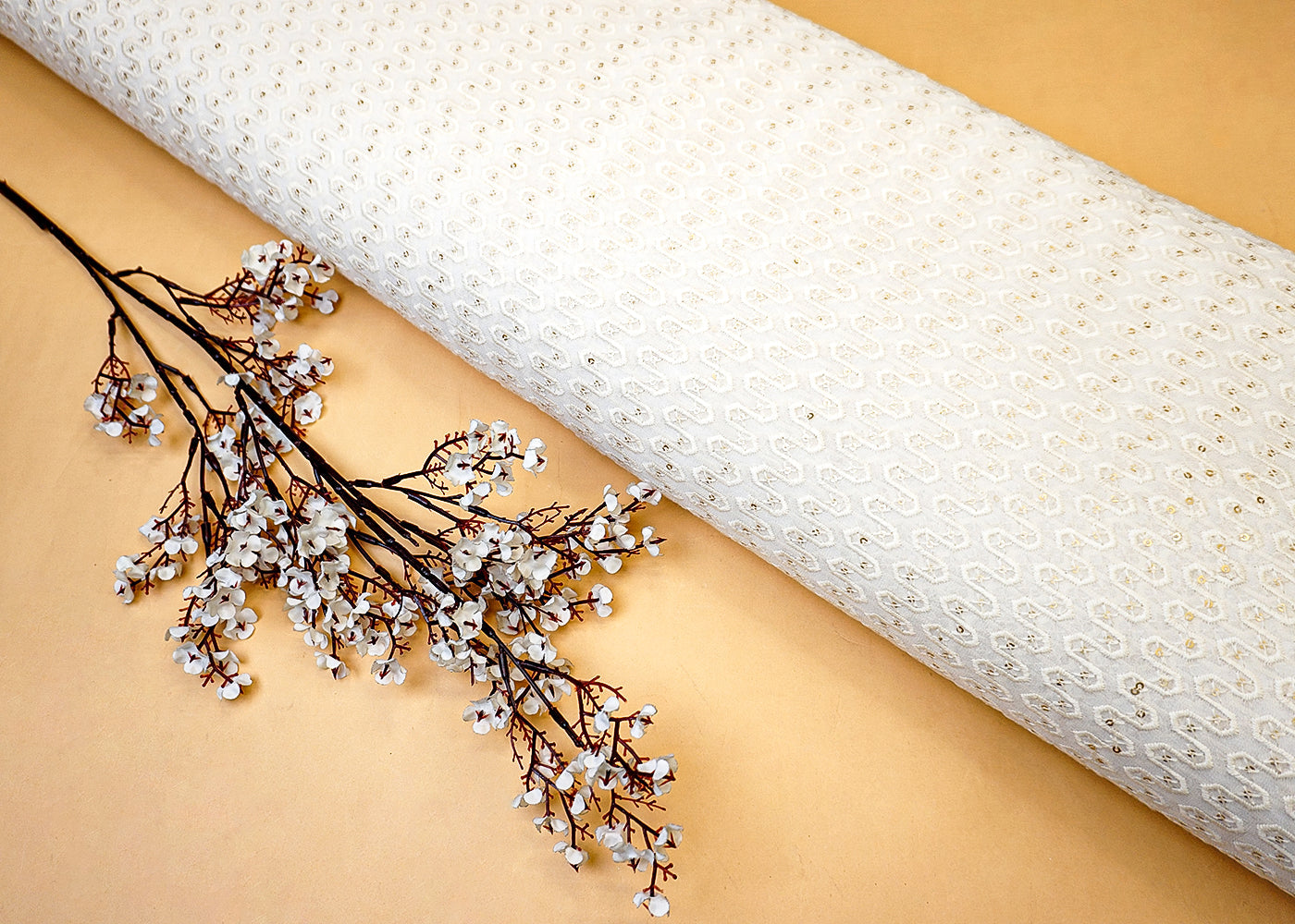 Dyeable Georgette Fabric with Allover Thread & Sequin Work 12426