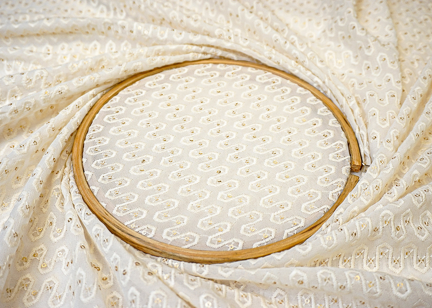 Dyeable Georgette Fabric with Allover Thread & Sequin Work 12426