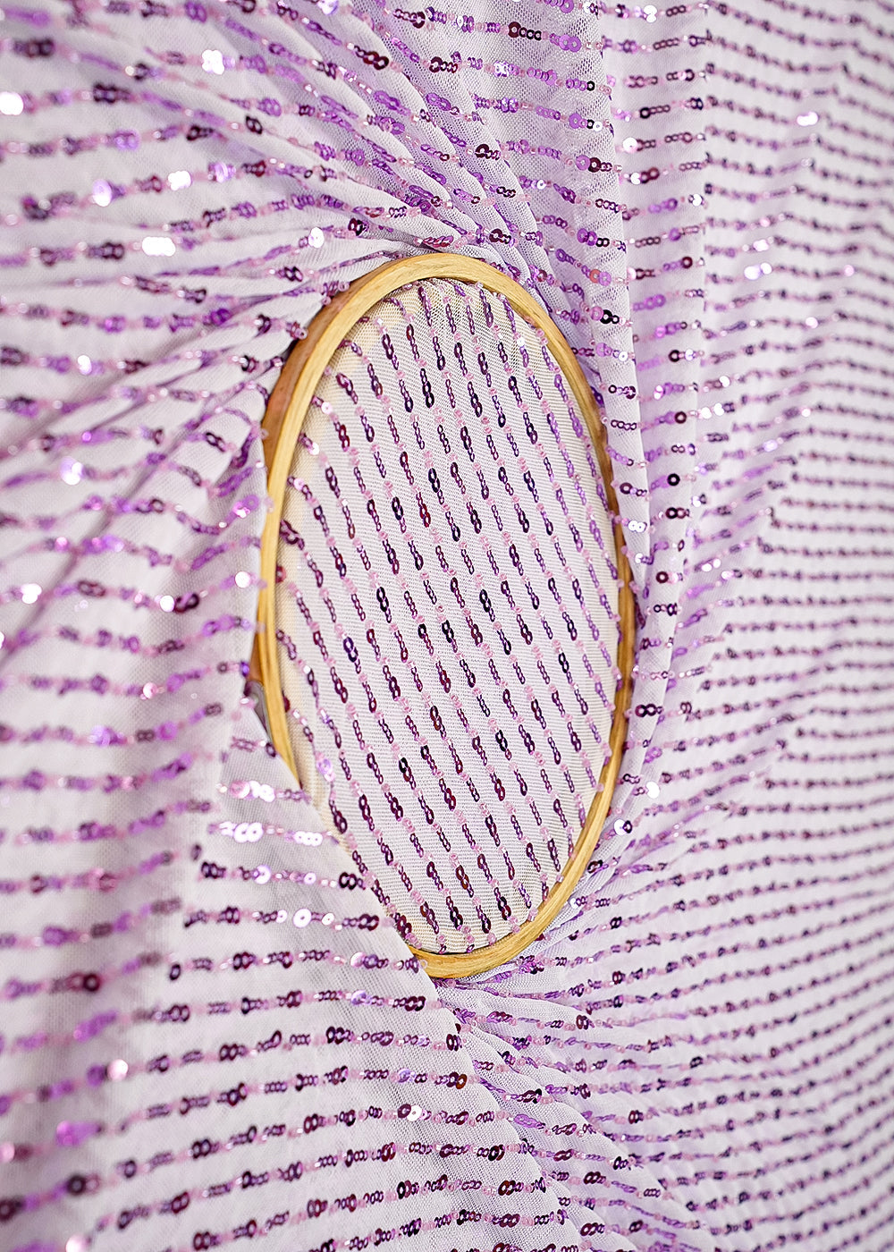 Lavender Imported Lycra Net Fabric with Sequins & Katdana Work 12431