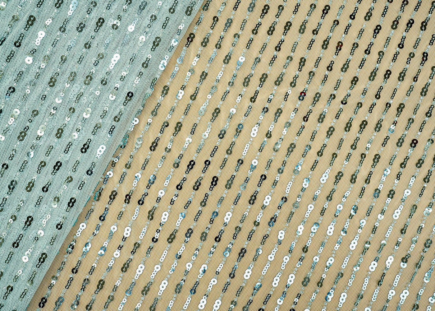 Powder Blue Imported Lycra Net Fabric with Sequins & Kutdana Work