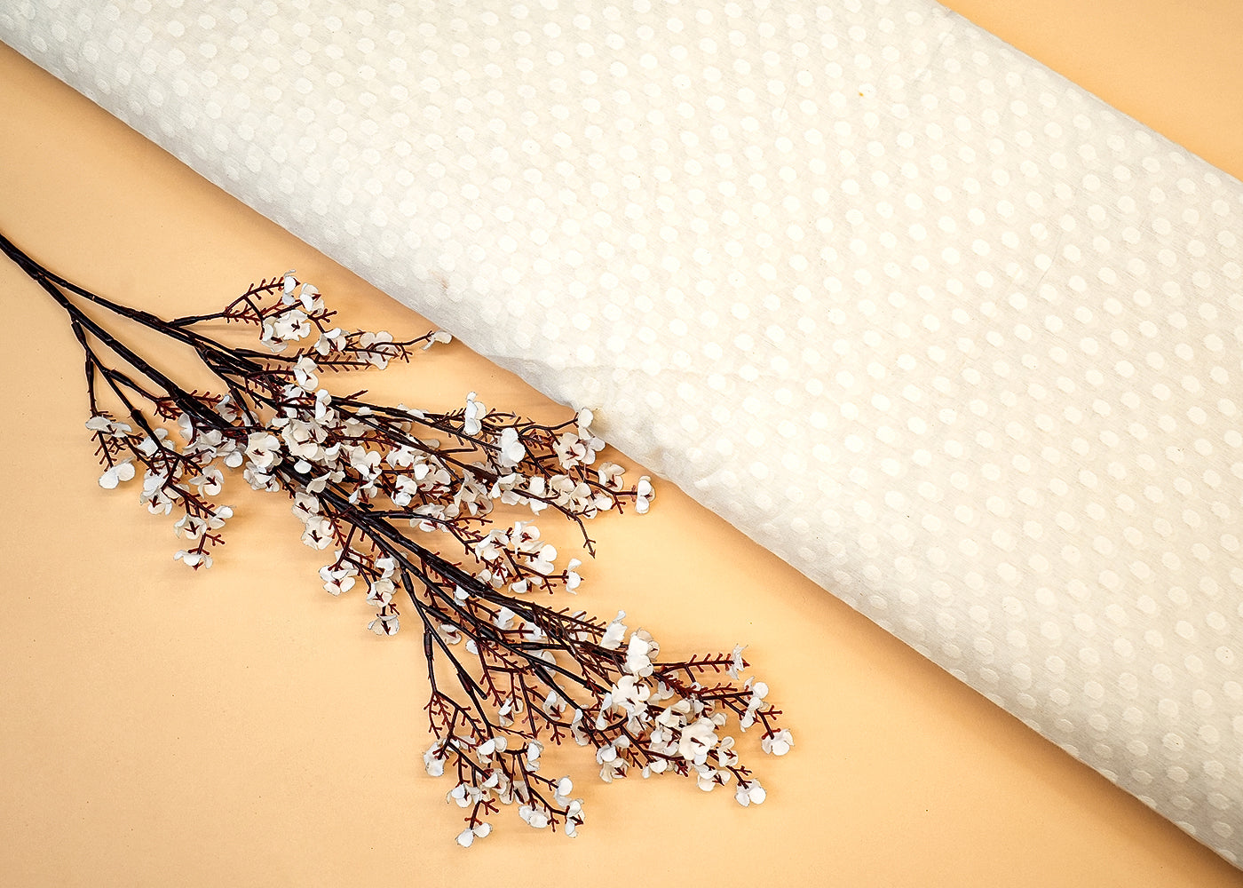 Dyeable Chanderi Fabric with Allover Self Work 12453