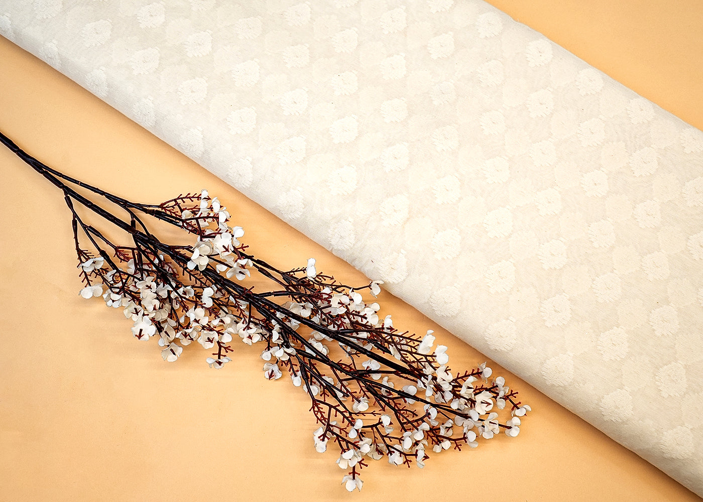 Dyeable Chanderi Fabric with Allover Self Work 12454