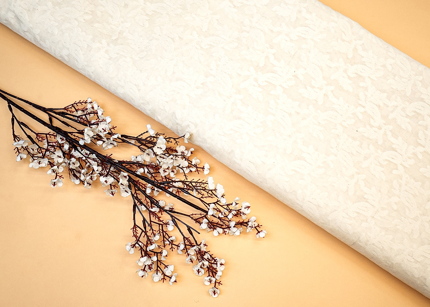 Dyeable Chanderi Fabric with Allover Self Work 12455