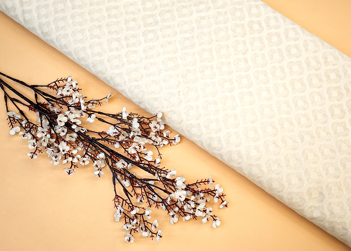 Dyeable Chanderi Fabric with Allover Self Work 12456