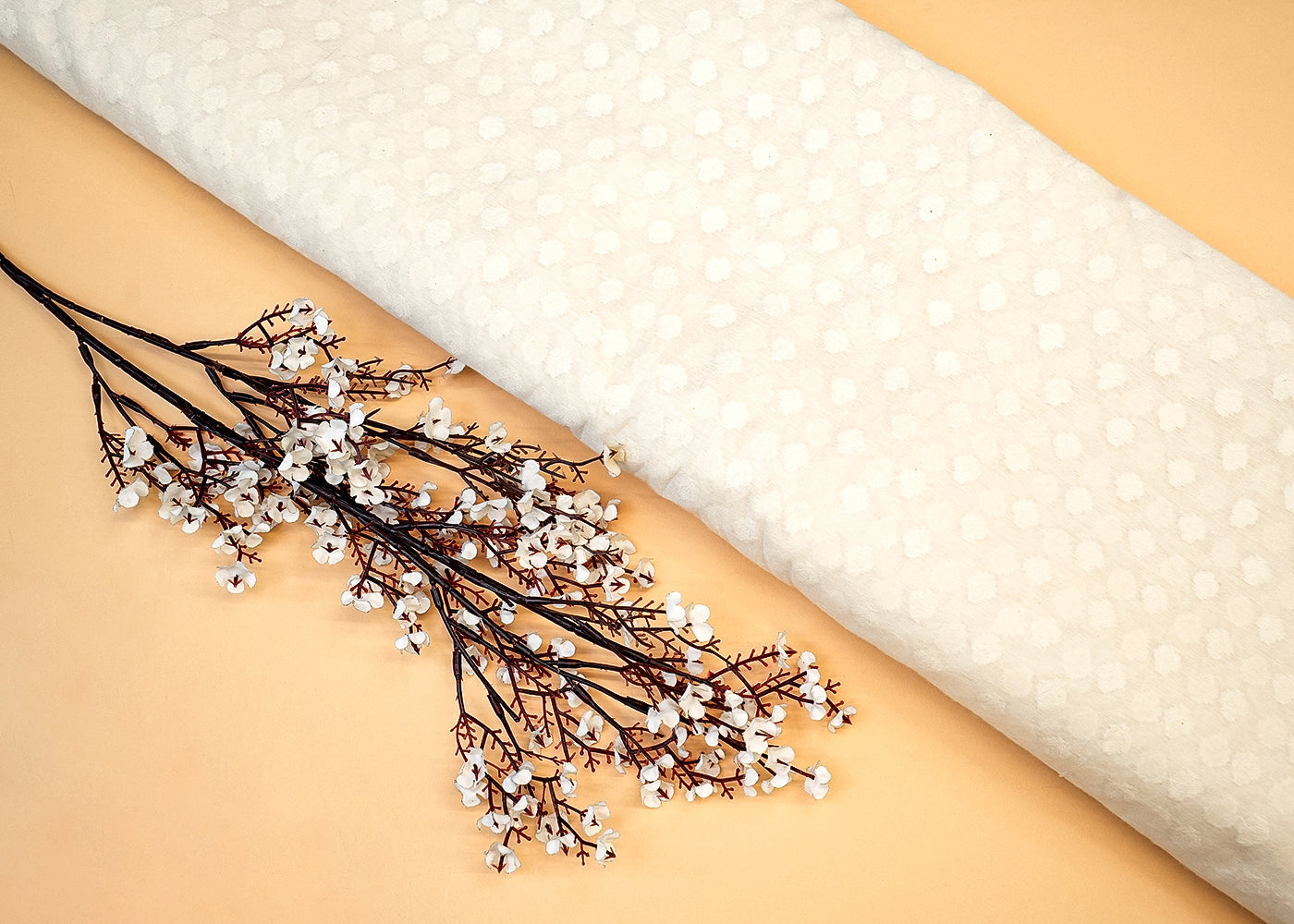 Dyeable Chanderi Fabric with Allover Self Work 12457