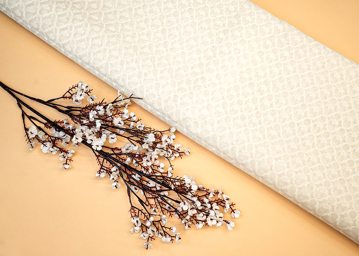 Dyeable Chanderi Fabric with Allover Self Work 12458