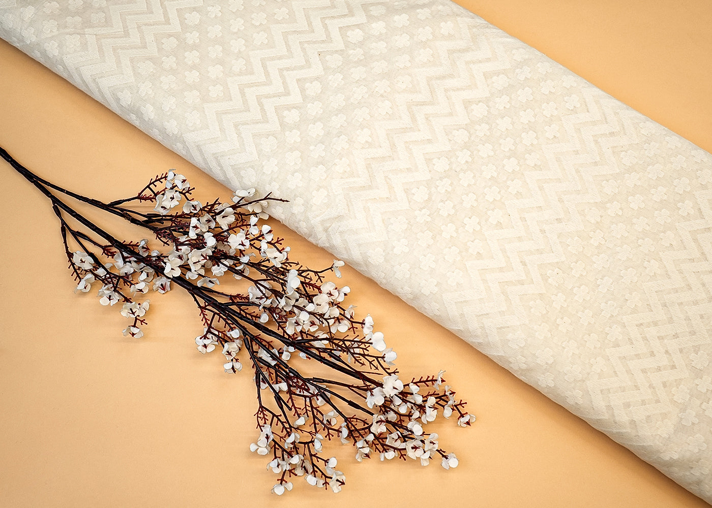 Dyeable Chanderi Fabric with Allover Self Work 12459