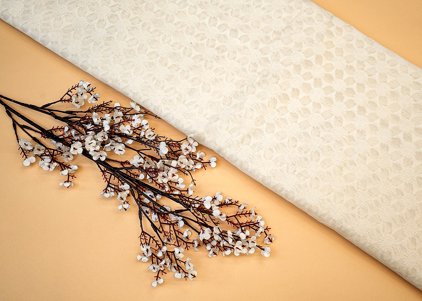 Dyeable Chanderi Fabric with Allover Self Work 12463