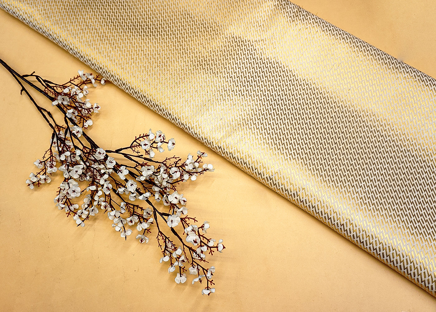 Banarasi Brocade with Allover Golden Thread Handloom Work 12466