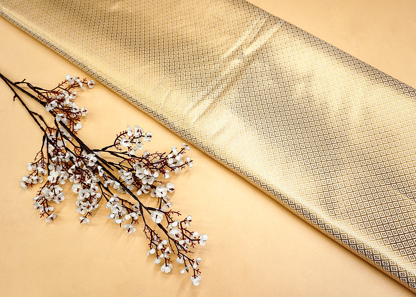 Banarasi Brocade with Allover Golden Thread Handloom Work 12473
