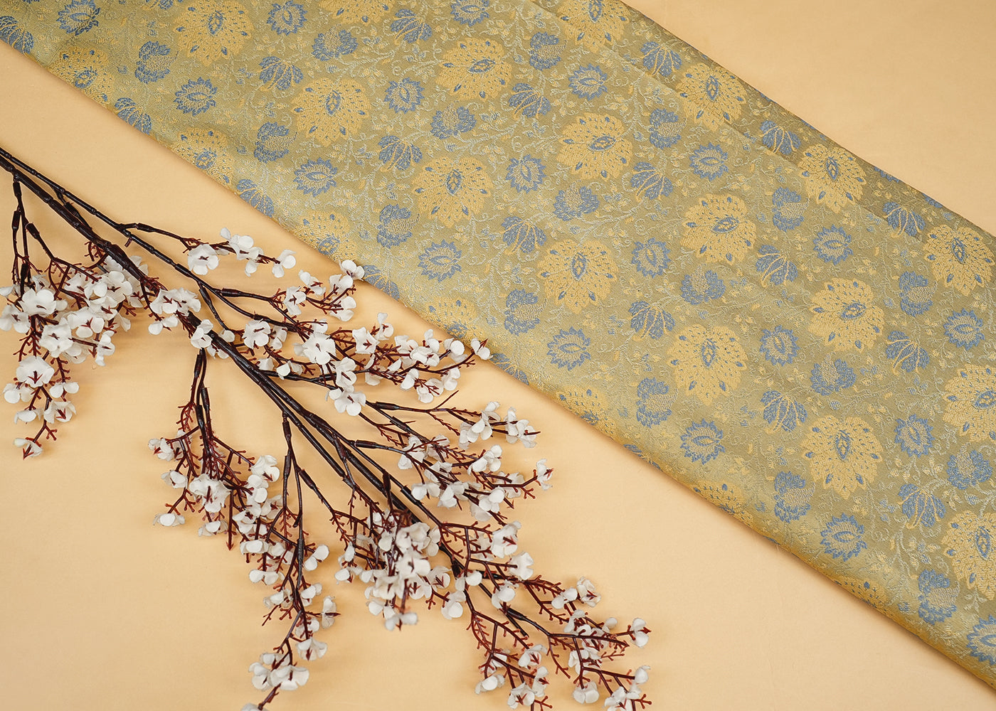 Sand Beautiful Banarasi brocade with Allover Colorful Thread Handloom 12676