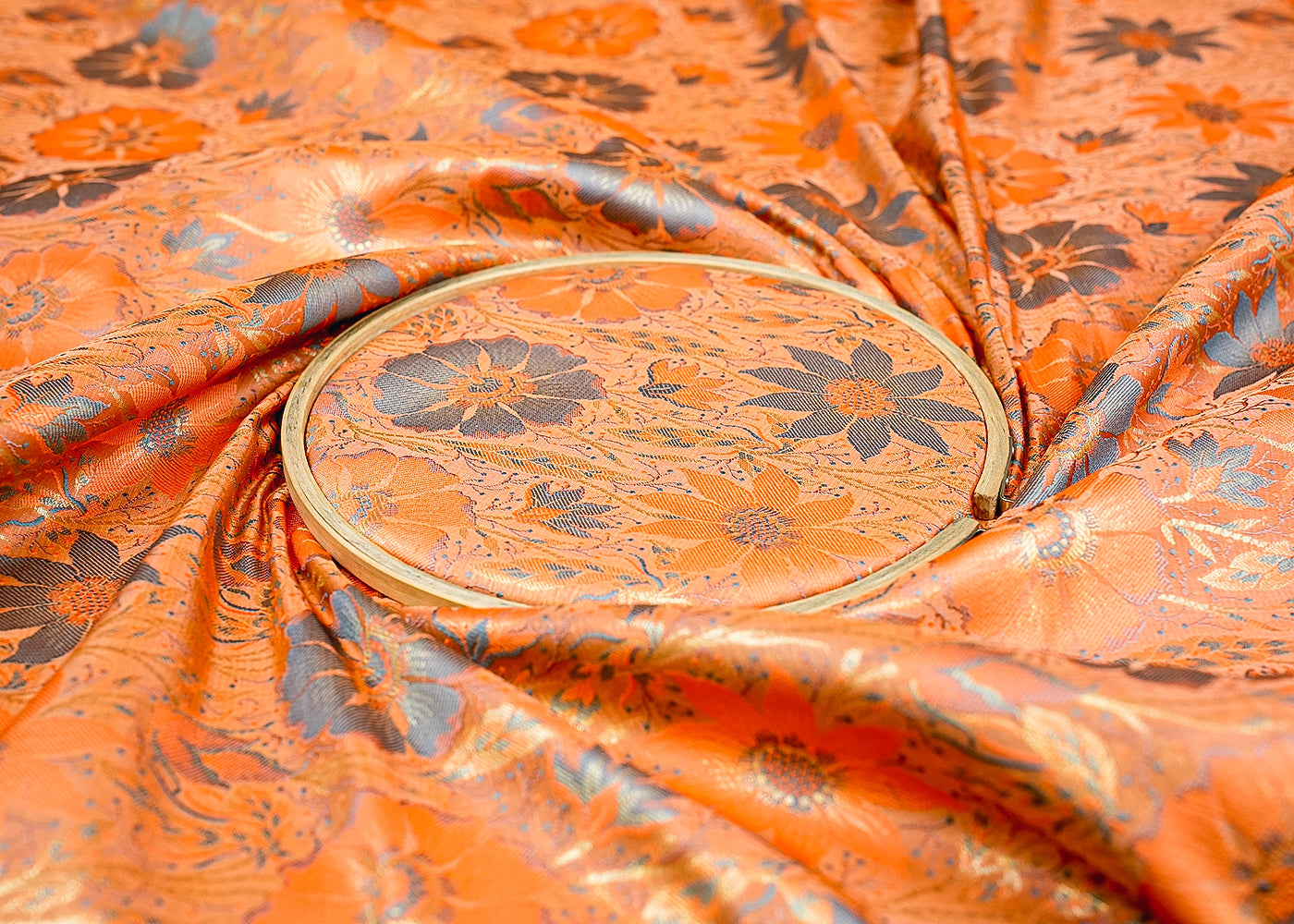 Peach Beautiful Banarasi brocade with Allover Colorful Thread Handloom 12679