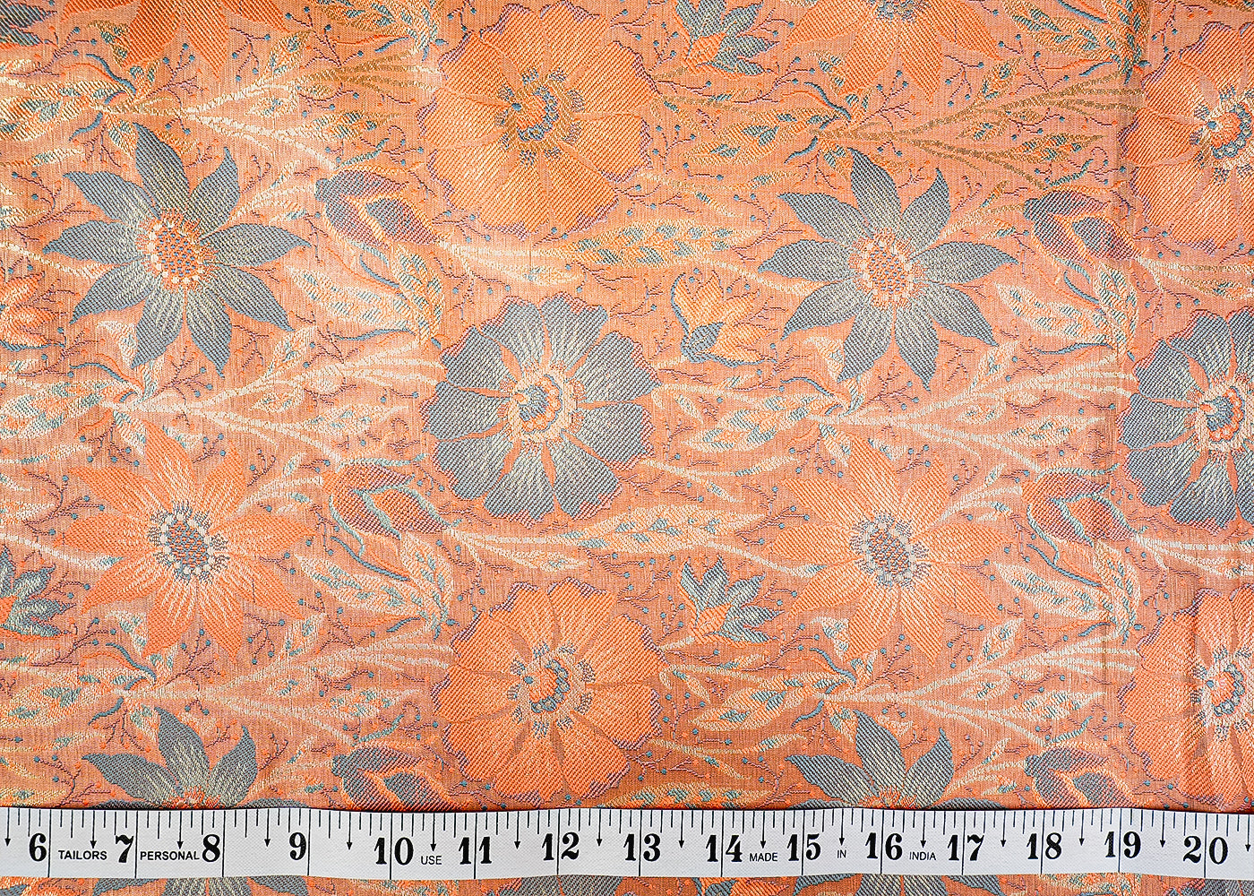 Peach Beautiful Banarasi brocade with Allover Colorful Thread Handloom 12679