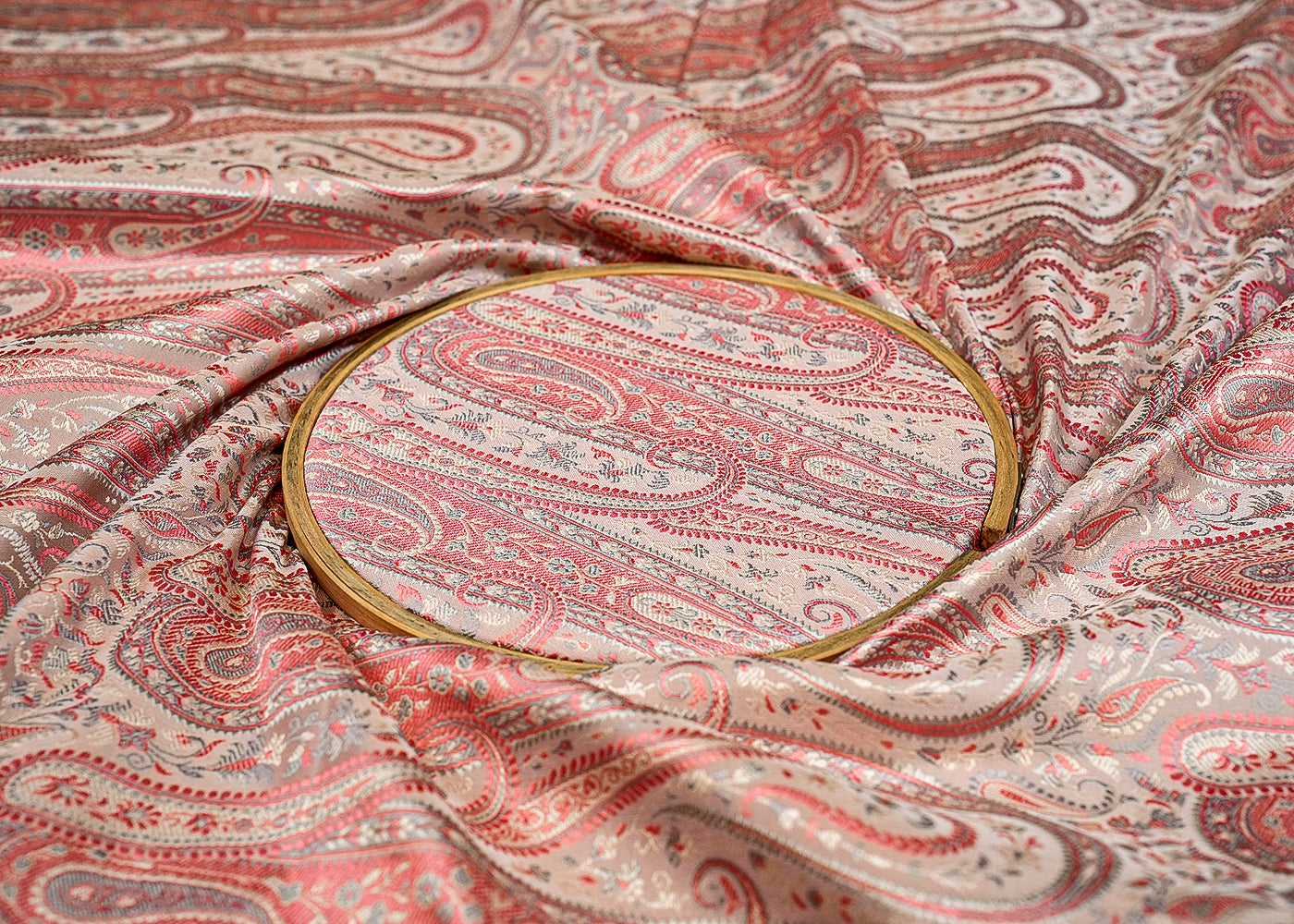 Baby Pink Banarasi Brocade with Allover Colorful Thread Handloom 12682