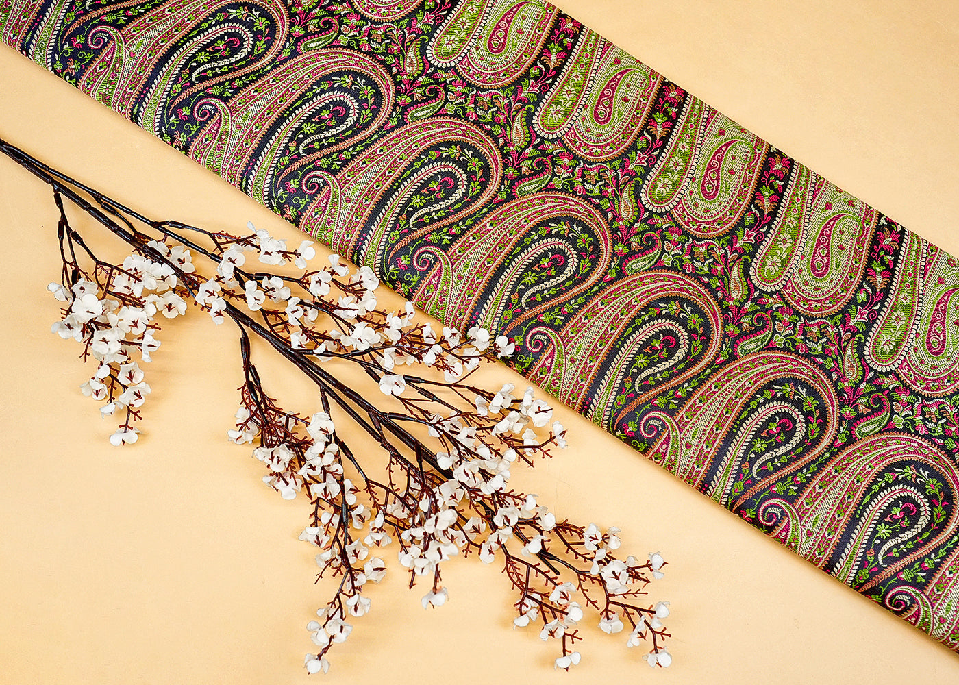 Dark Blue Banarasi Brocade with Allover Colorful Thread Handloom 12684