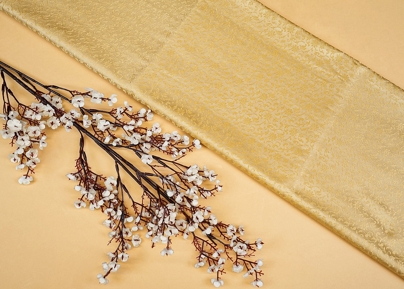 Beige Banarasi Brocade with Allover Colored Thread Handloom 12688