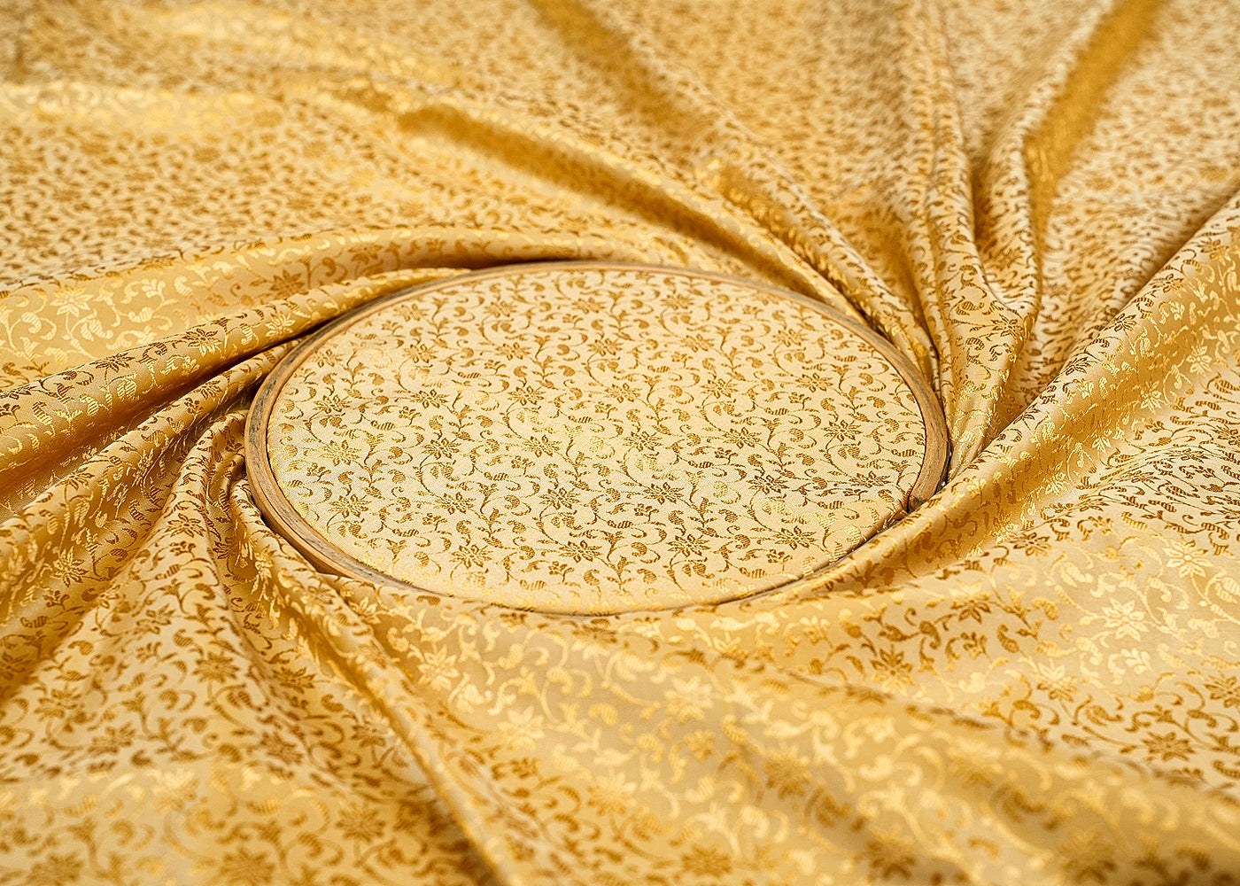 Beige Banarasi Brocade with Allover Colored Thread Handloom 12688