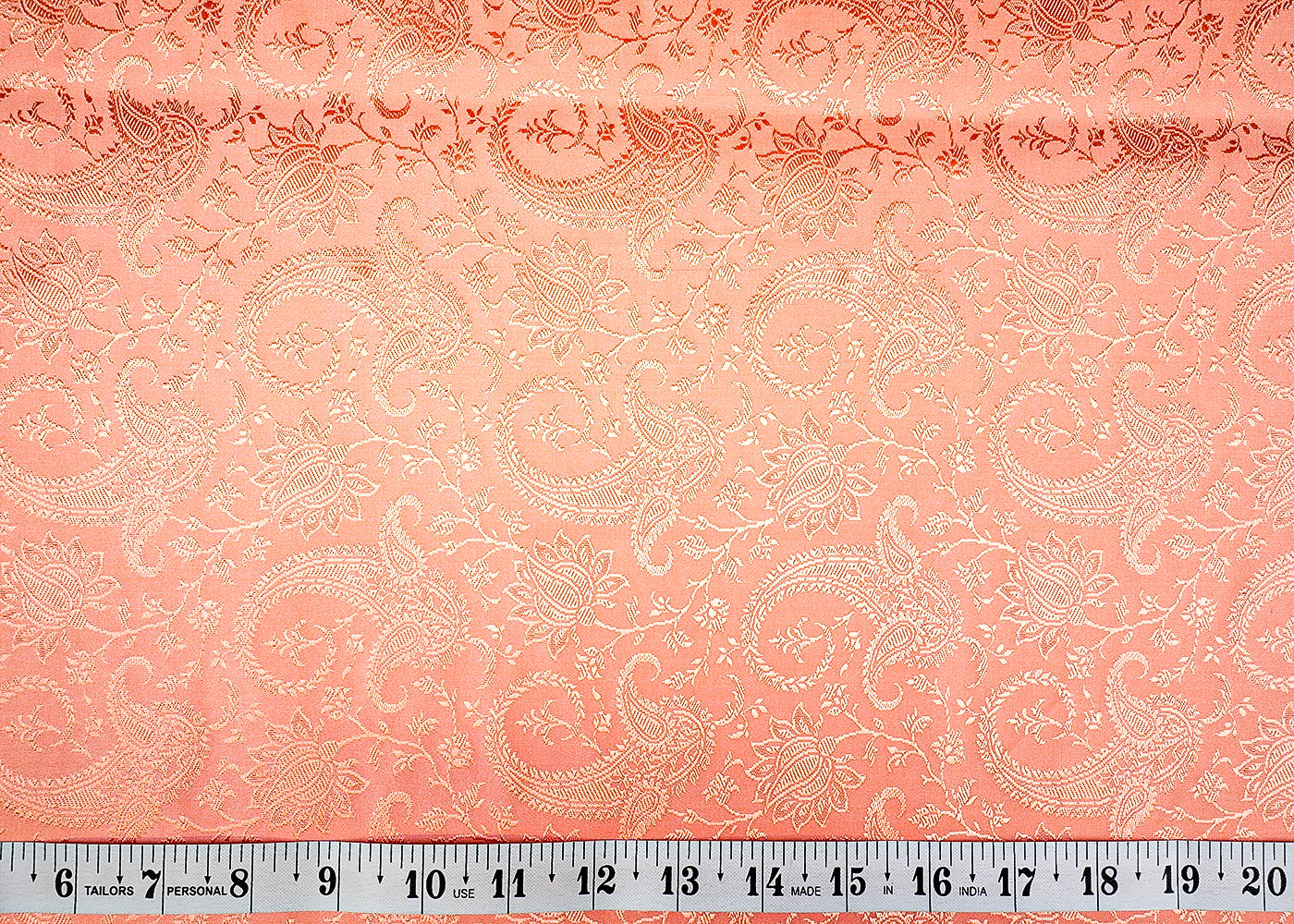 Peach Banarasi Brocade with Allover Colored Thread Handloom 12689