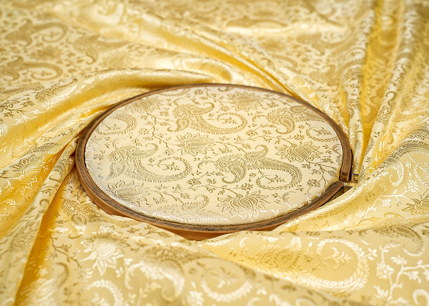 Cream Banarasi Brocade with Allover Colored Thread Handloom 12693